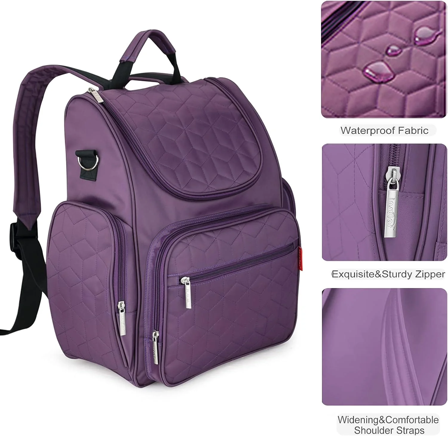 کیف لوازم کودک اینسولار، کوله پشتی چند منظوره مسافرتی، کیف تعویض پوشک ضد آب برای مادران و دختران، کیف بزرگ نوزاد با بندهای اتصال به کالسکه و زیرانداز تعویض