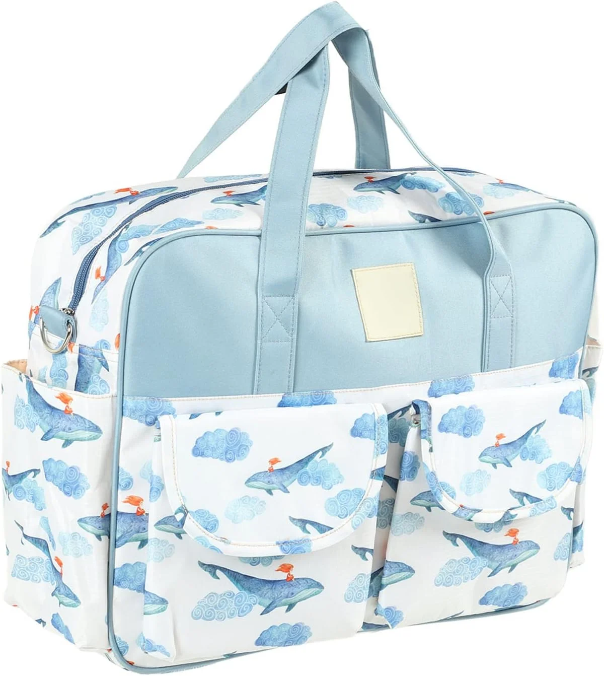 کیف لوازم کودک ضدآب Keenso با ظرفیت بالا و بند شانه قابل تنظیم برای مادران باردار (نهنگ آبی)