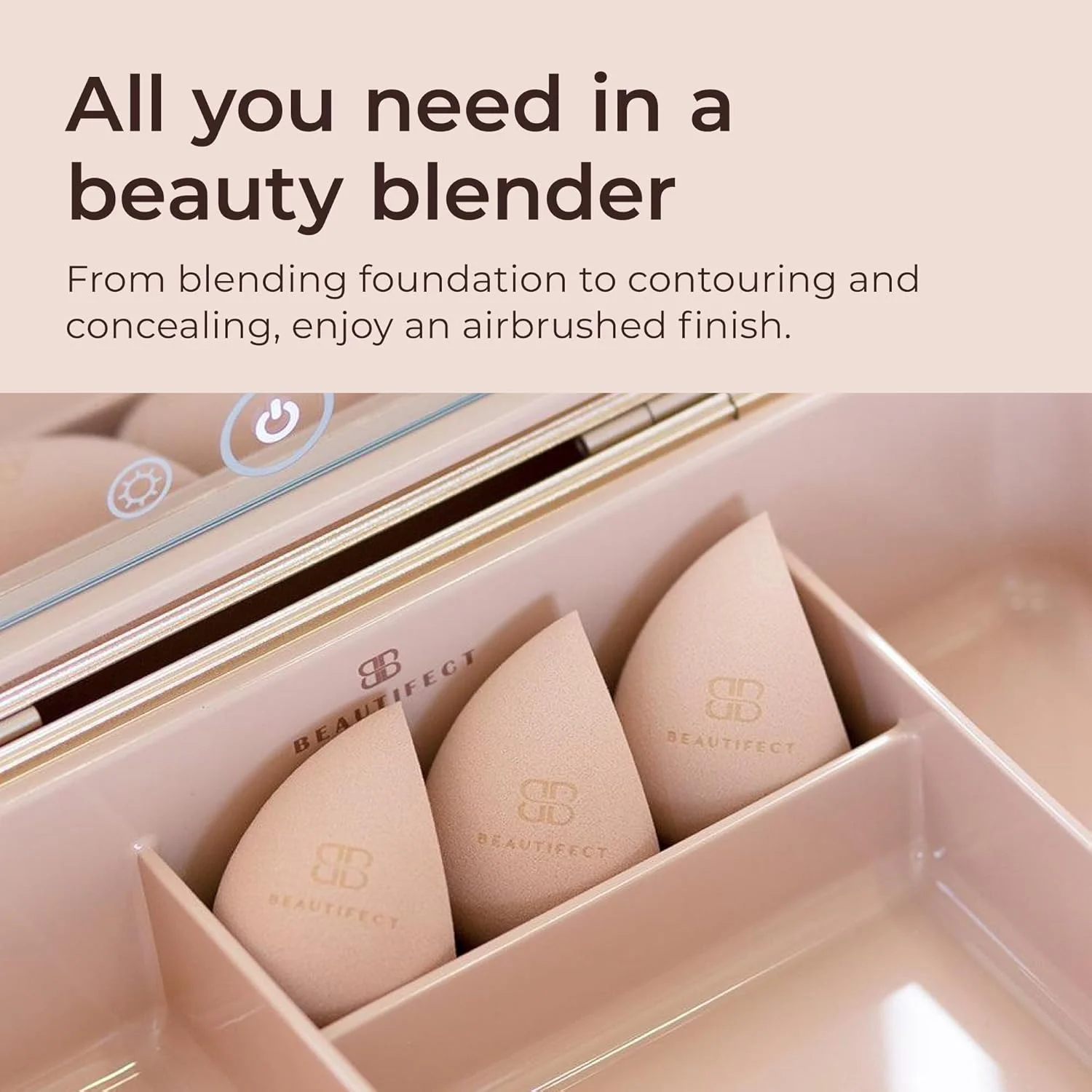 اسفنج آرایشی بیوتیفکت - اسفنج چندکاره با عملکرد سه گانه - اسفنج چند منظوره برای خانم ها - اسفنج فونداسیون با پوشش ایربراش برای ترکیب و کانتورینگ آرایش