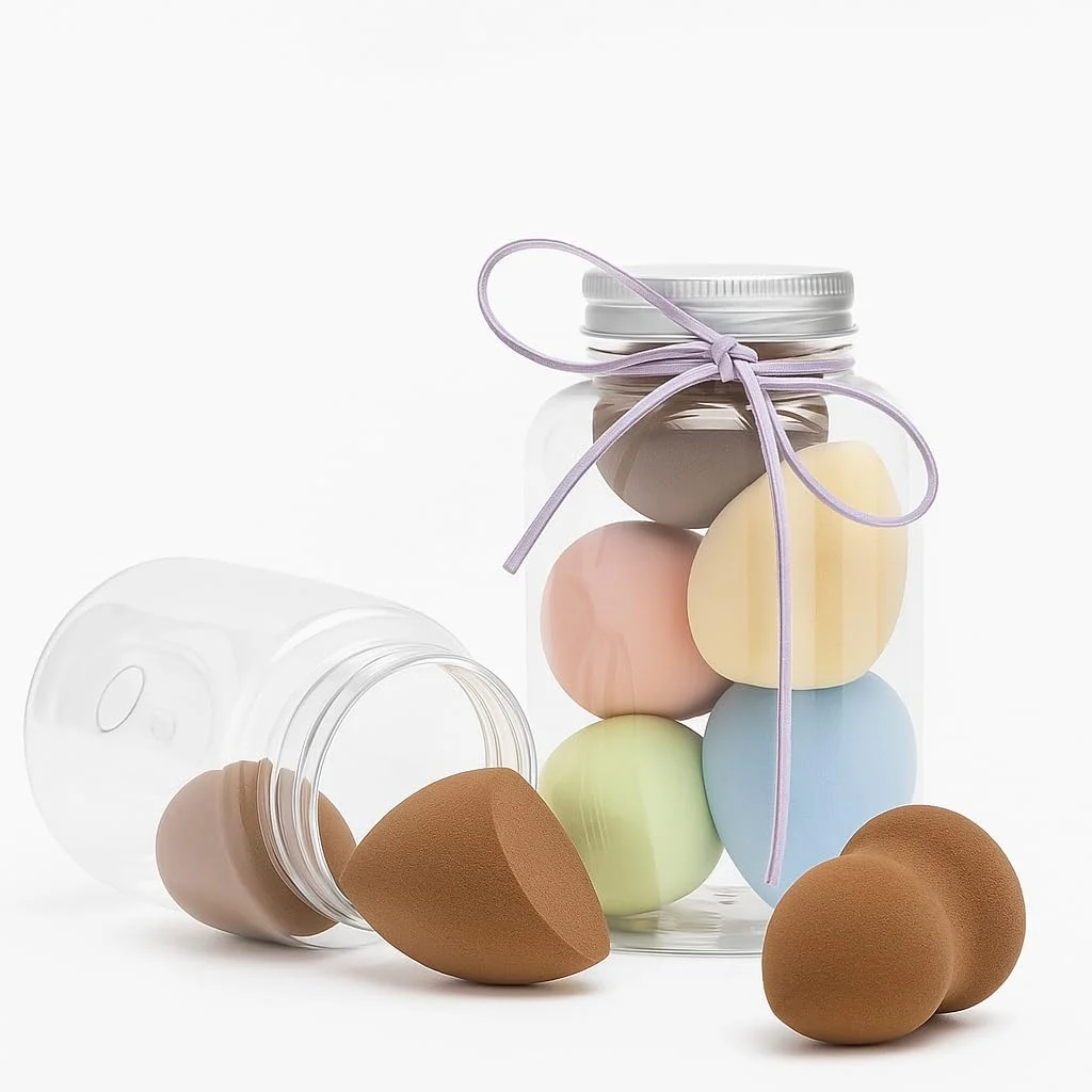 ست اسفنج آرایشی 5 عددی با بطری شیشه ای - ست بیوتی بلندر در رنگ های ترکیبی برای استفاده بی نقص