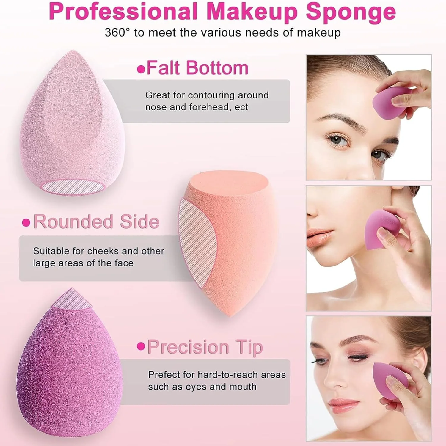 مجموعه اسفنج آرایشی ABK POINT Beauty Blender، 5 عدد، اسفنج های بزرگ برای مایعات، کرم ها، پودرها، پف آرایشی، بدون لاتکس، قابل استفاده به صورت خشک و مرطوب