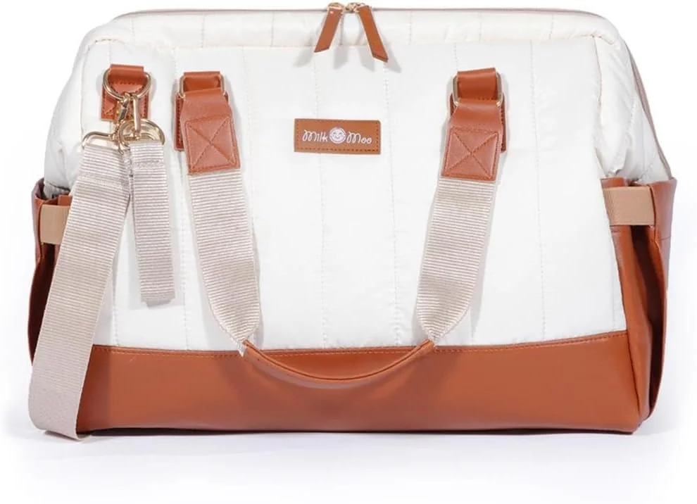 کیف لوازم نوزاد Milk&Moo، بزرگ، کیف کودک، کیف لوازم ضد آب، دارای جیب های عایق بطری و بند اتصال به کالسکه، کیف چند منظوره برای سفر نوزاد، مناسب برای پسران و دختران
