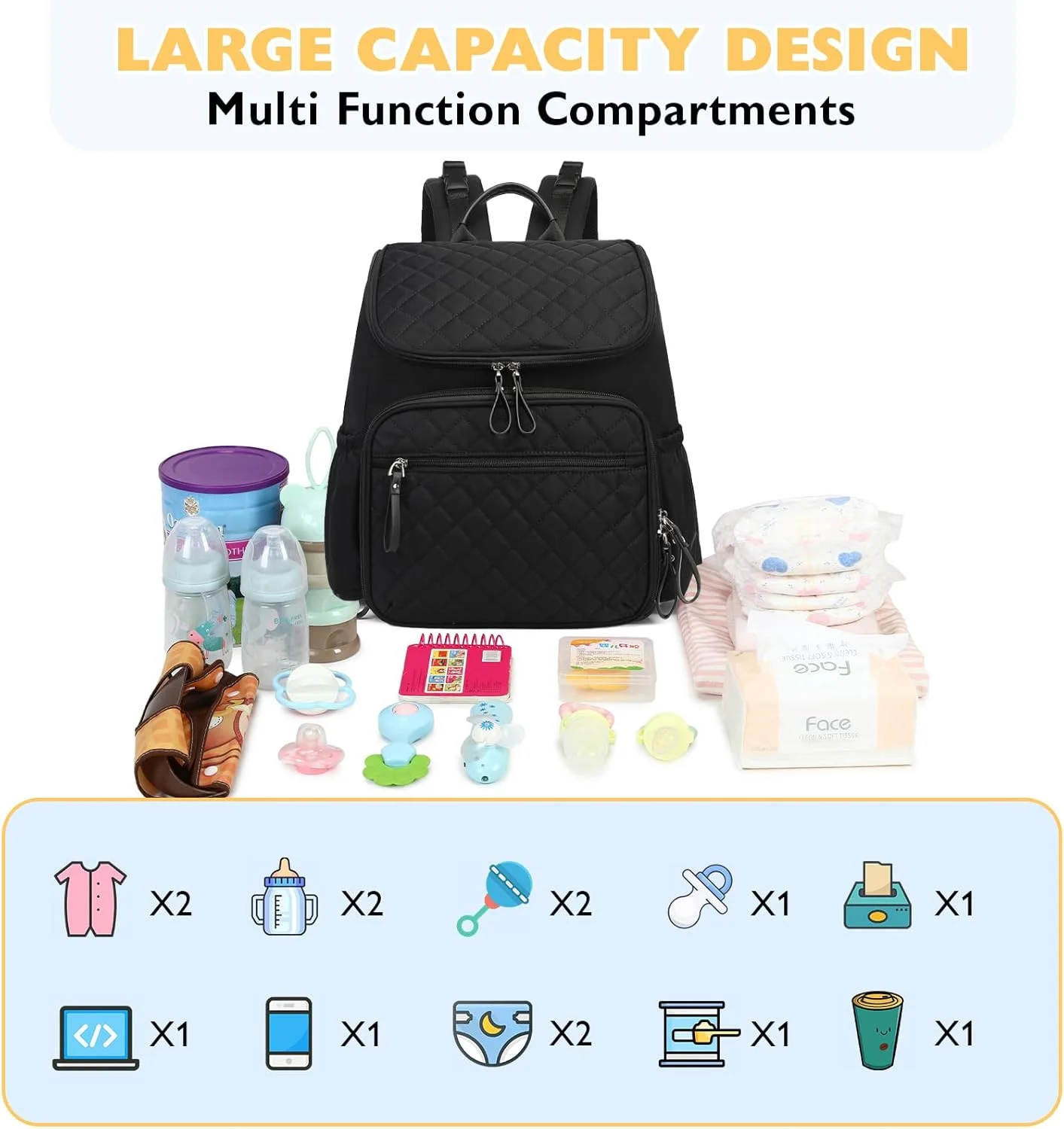 کیف لوازم کودک لورادی، کوله پشتی بزرگ با جیب های چند منظوره مناسب برای کالسکه کیف لوازم کودک لورادی، کوله پشتی بزرگ با جیب های چند منظوره مناسب برای کالسکه