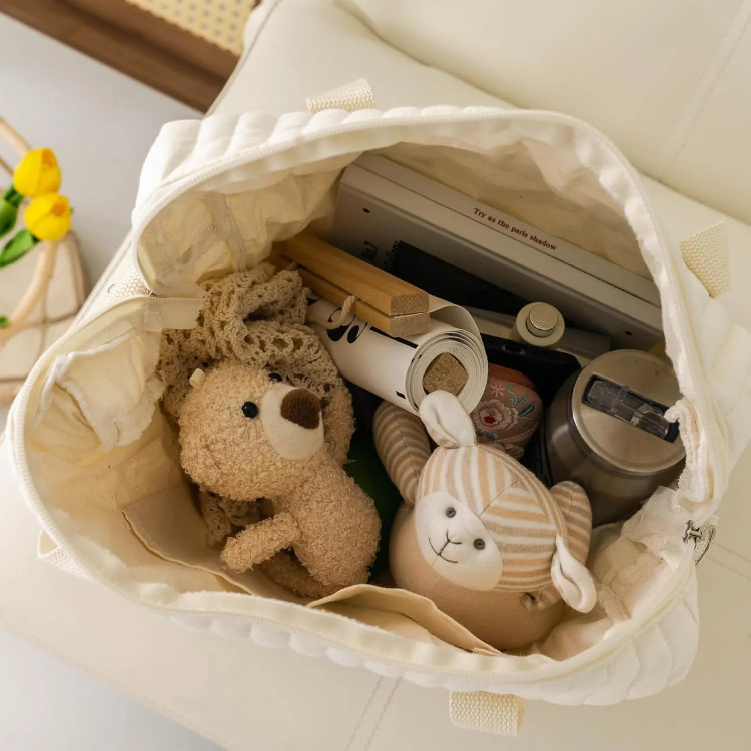 کیف لوازم کودک Lmbabter، کیف نگهداری لوازم کالسکه، کیف ارگانایزر پوشک، کیف دستی گلدوزی شده مادر