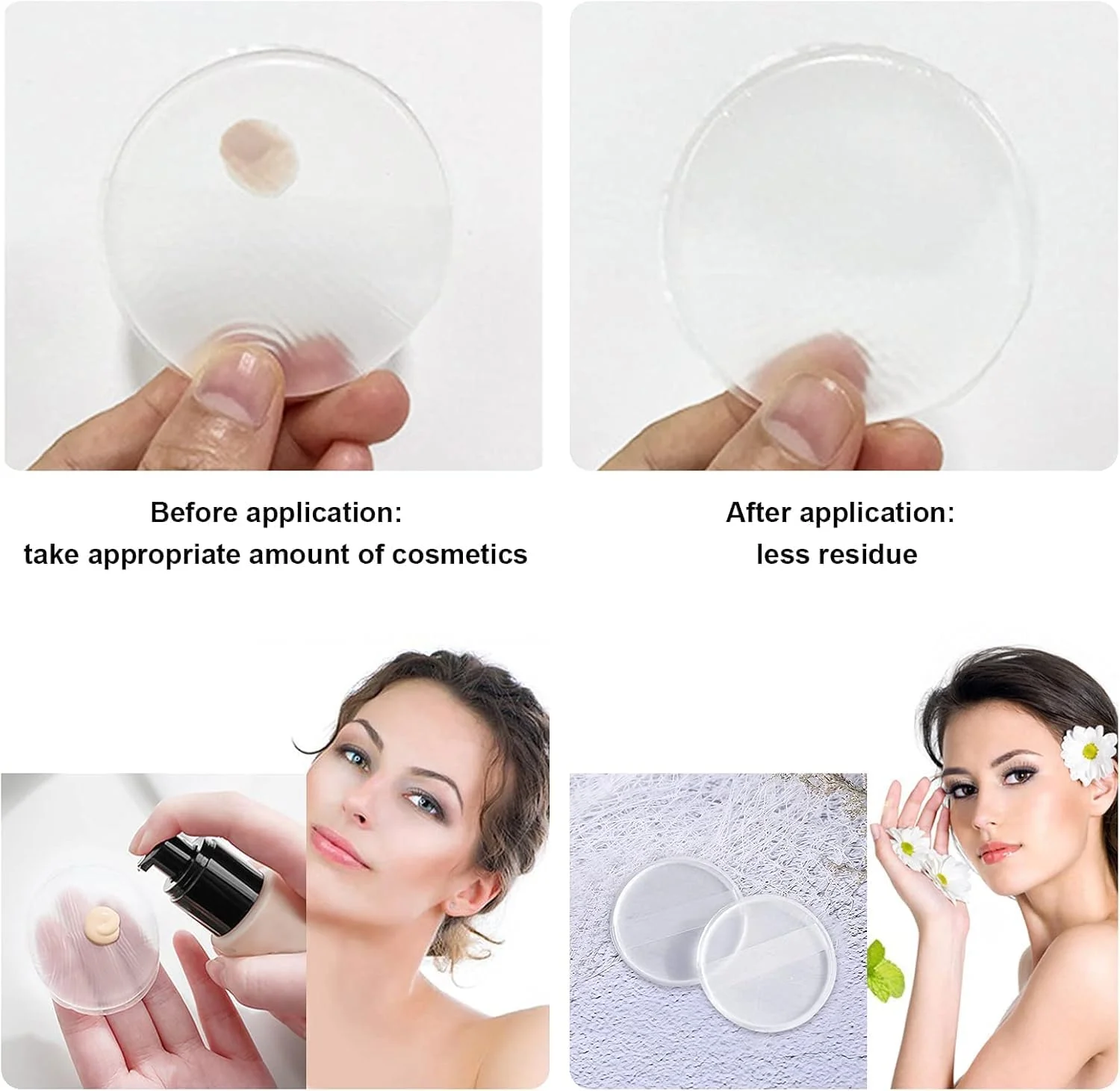 پدهای آرایشی سیلیکونی ایر کوشن، بسته 2 عددی، بلندر آرایشی شفاف، استفاده آسان و تمیز کردن راحت، مناسب برای استفاده مرطوب و خشک، ابزار آرایشی الاستیک بالا برای زنان و دختران (شفاف، تک سایز)