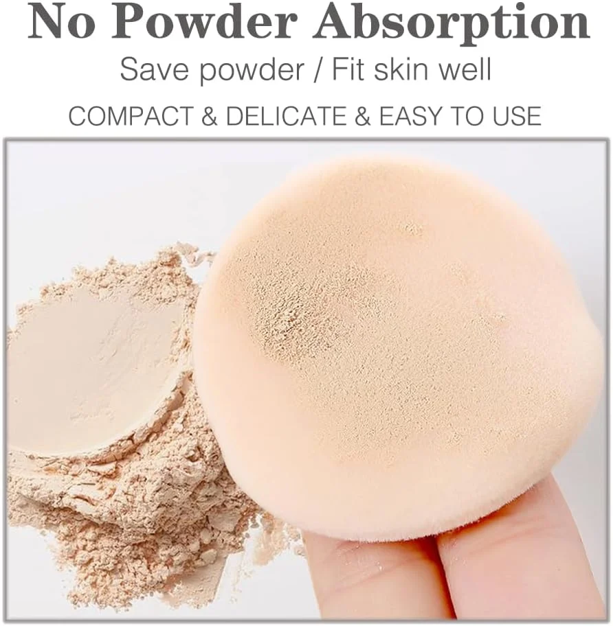 ست 2 عددی پد پودر با روبان، اسفنج نرم، ابزار آرایش پارچه فلانل فونداسیون، پد پودر گرد فومینگ طبیعی خالص، مناسب برای حمل روزانه
