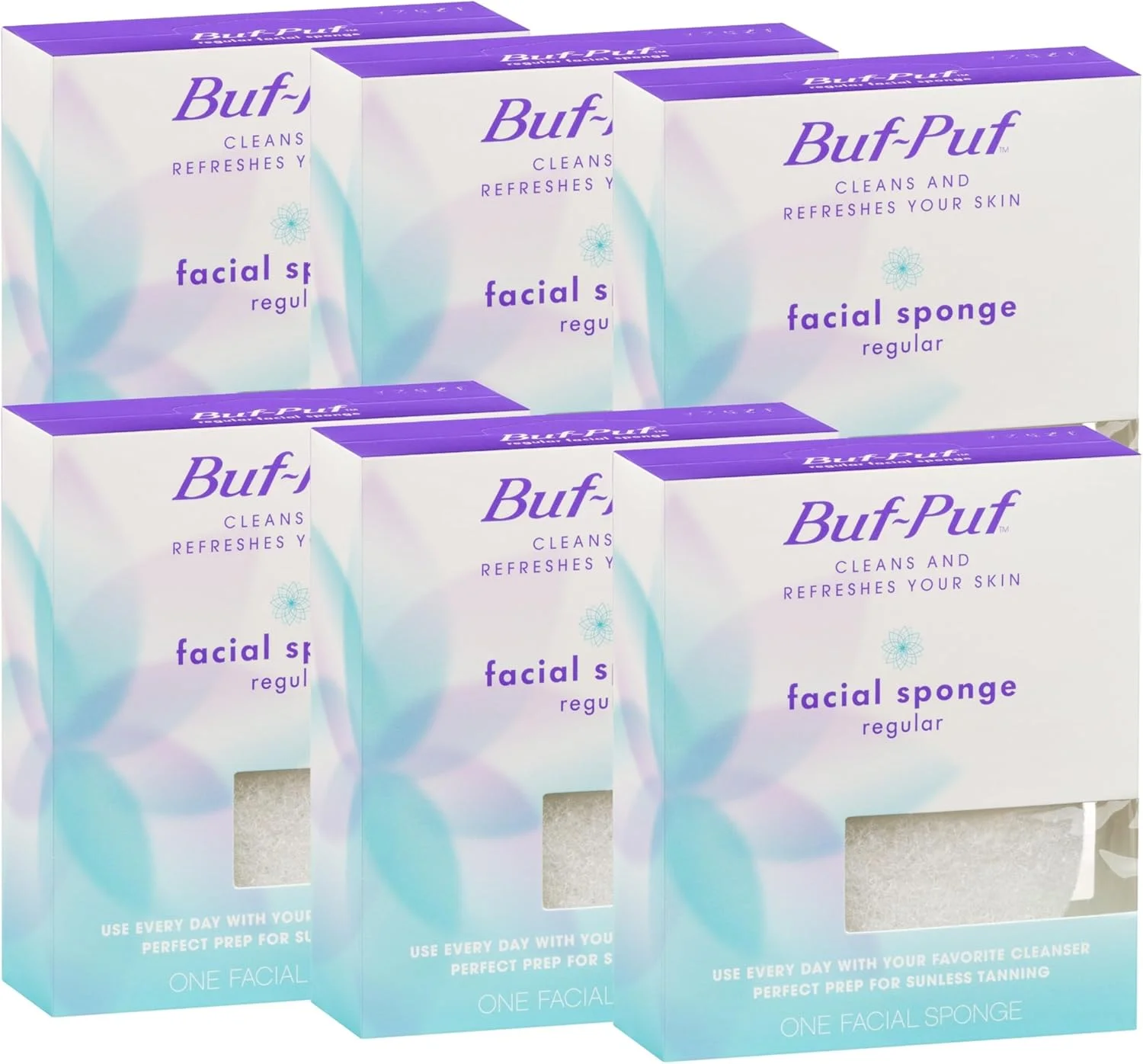 پد اسفنجی صورت قابل استفاده مجدد Buf-Puf، معمولی، 6 عدد