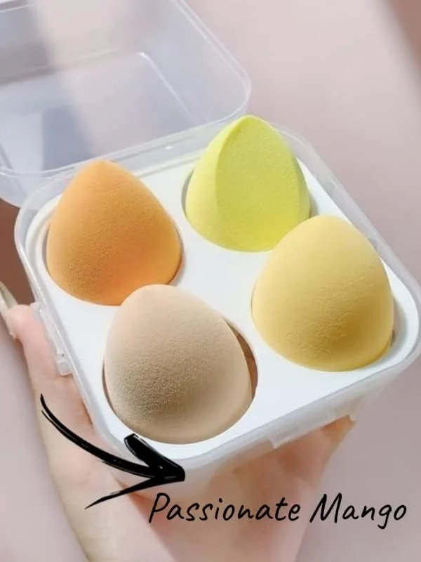 پک 4 عددی اسفنج آرایشی بیوتی با جعبه شفاف PrimePick7 | ابزارهای حرفه ای آرایشی برای میکاپ | مناسب برای مایع، کرم، فونداسیون و پودر (توت شیرین)