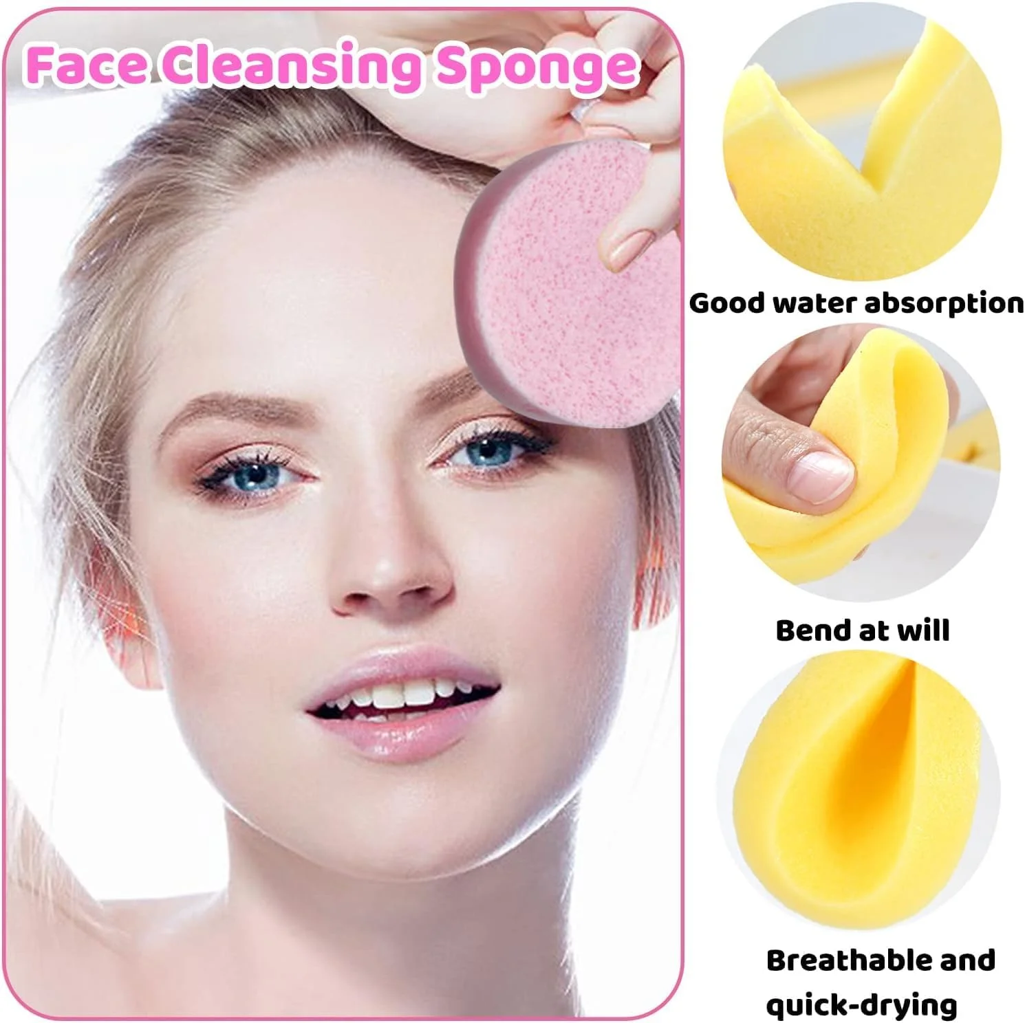 پد اسفنجی گرد پاک کننده صورت 60 عددی برای شستشوی صورت و پاک کردن آرایش