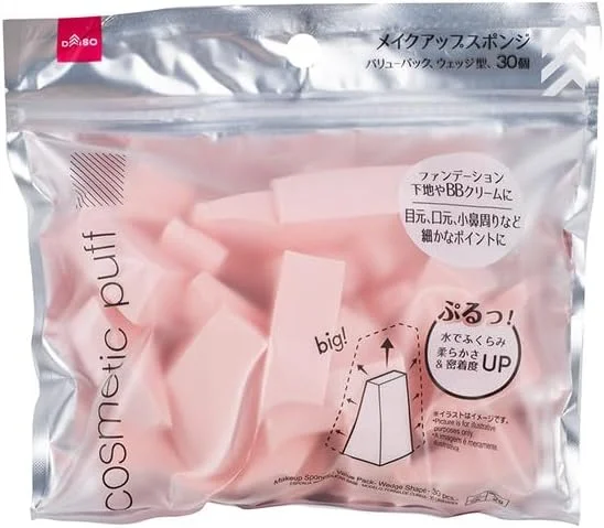 Daiso Wedge-Shaped Makeup Sponge Value Pack - 30 Pcs