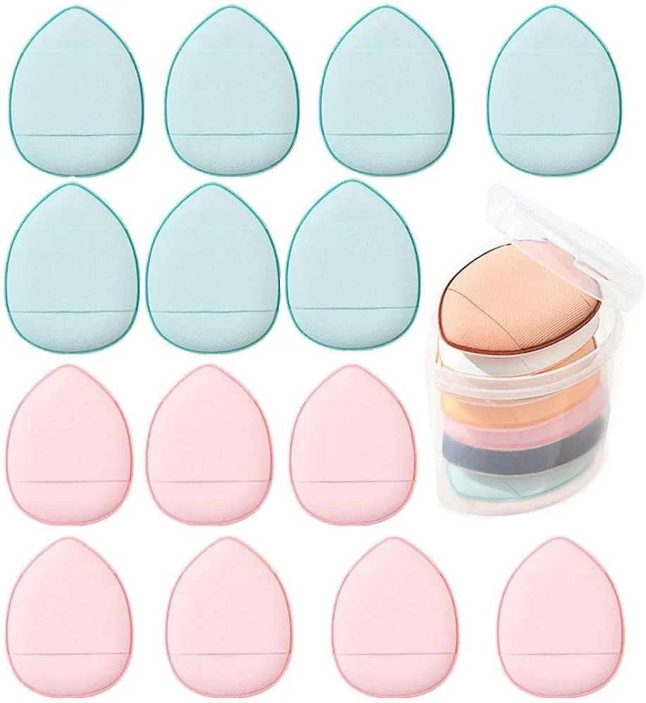 پد انگشتی آرایشی دفسدار 14 عددی، پد مینی آرایشی، ابزار آرایشی فوق العاده نرم، مناسب برای کرم پودر، کانسیلر، کرم ترمیم کننده، سایه چشم، استفاده خشک و مرطوب، به همراه جعبه نگهداری