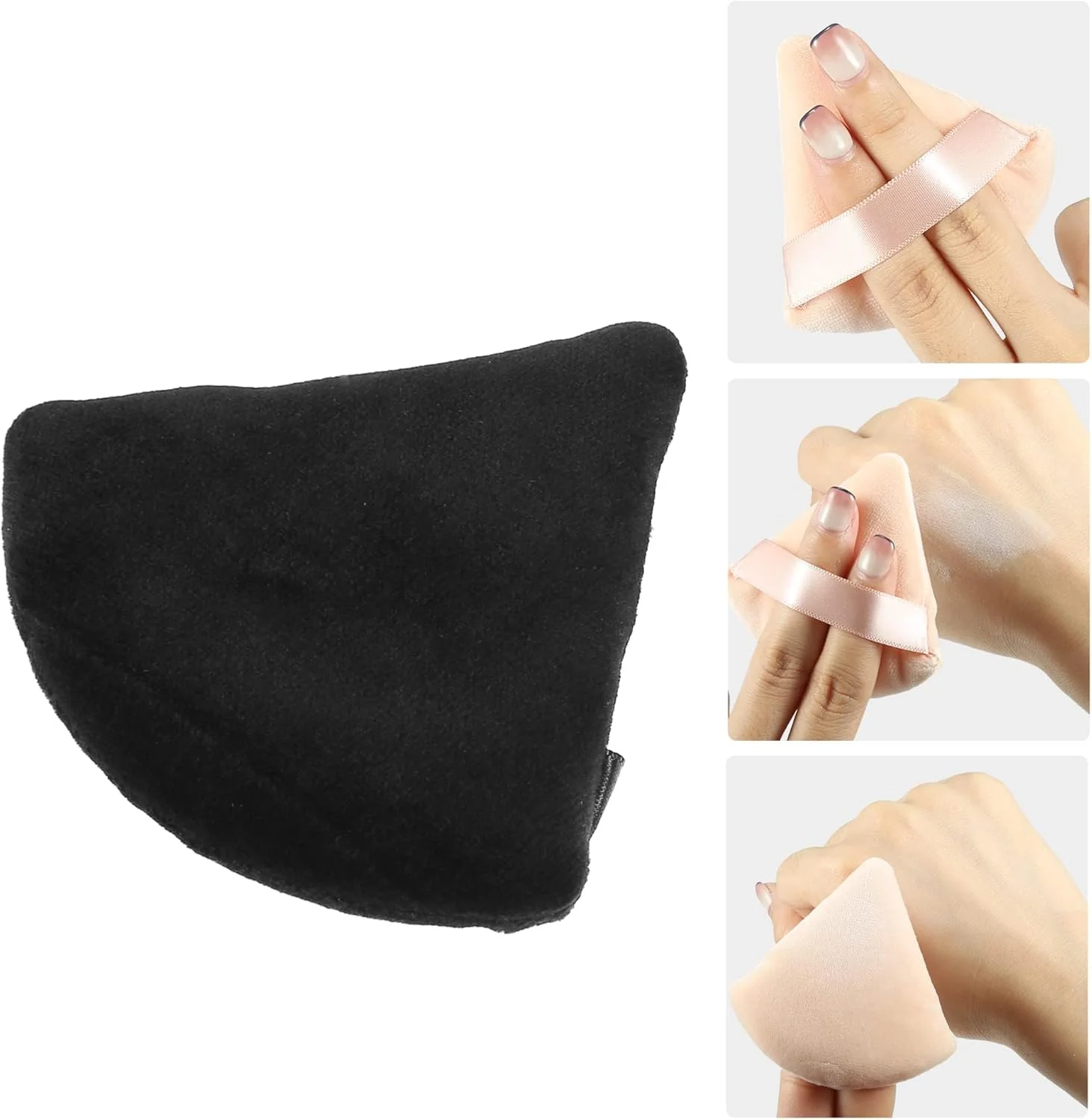 کاسپیتوم 2 عدد پد پودر فیکس، پد مثلثی نرم صورت، ابزار آرایشی با پُرز کوتاه (مشکی و صورتی)