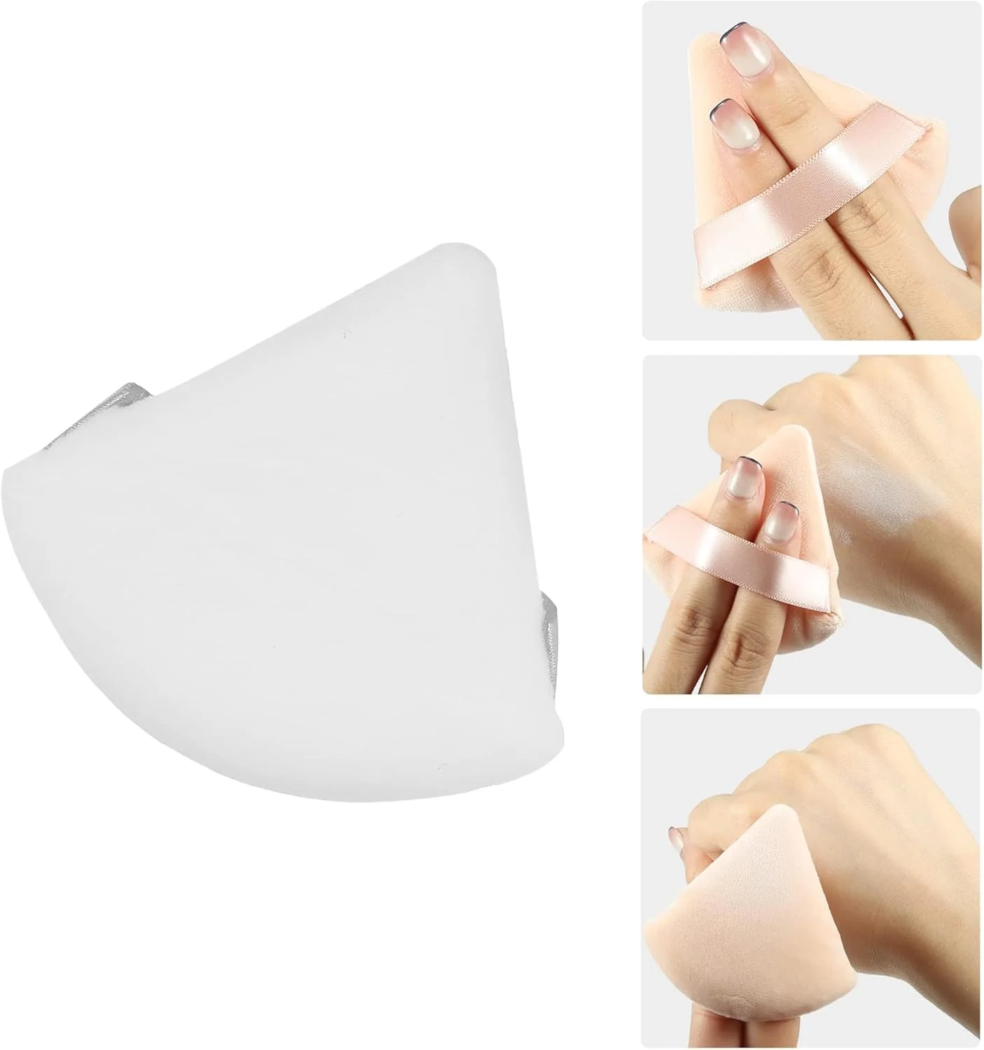 کاسپیتوم 2 عدد پد پودر فیکس، پد مثلثی نرم صورت، ابزار آرایشی با پُرز کوتاه (صورتی و سفید)