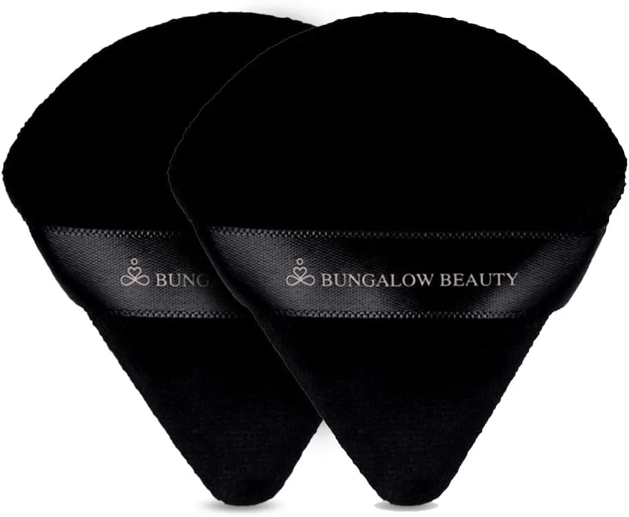 BUNGALOW BEAUTY 2-Piece Triangle Makeup Puff Set | Reusable Foundation Sponge for Loose Powder, Wet or Dry Use (Black) BUNGALOW BEAUTY 2-Piece Triangle Makeup Puff Set | Reusable Foundation Sponge for Loose Powder, Wet or Dry Use (Black)