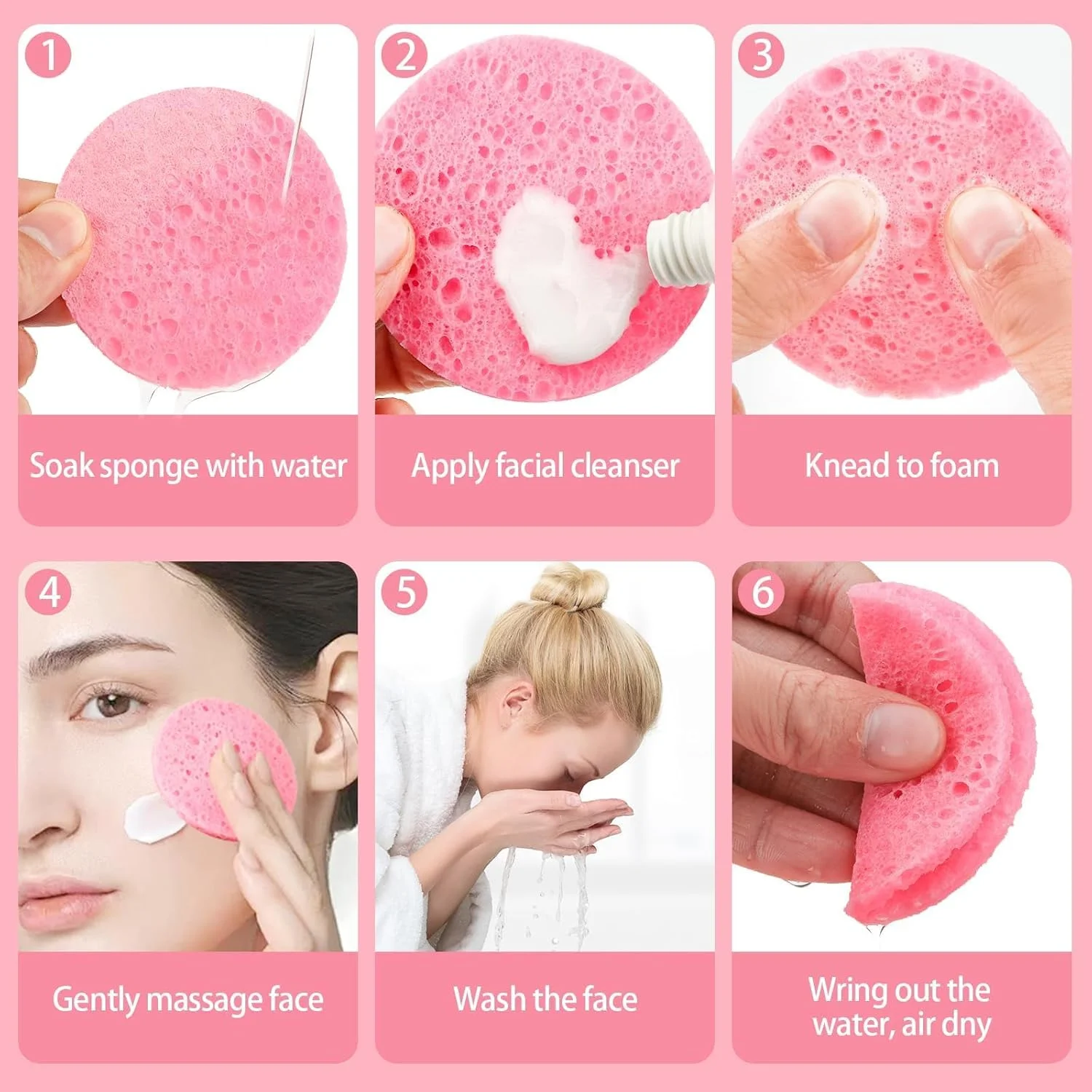 اسفنج فشرده صورت، 50 عدد، سلولزی، برای پاکسازی، ماساژ، لایه برداری اسفنج فشرده صورت، 50 عدد، سلولزی، برای پاکسازی، ماساژ، لایه برداری