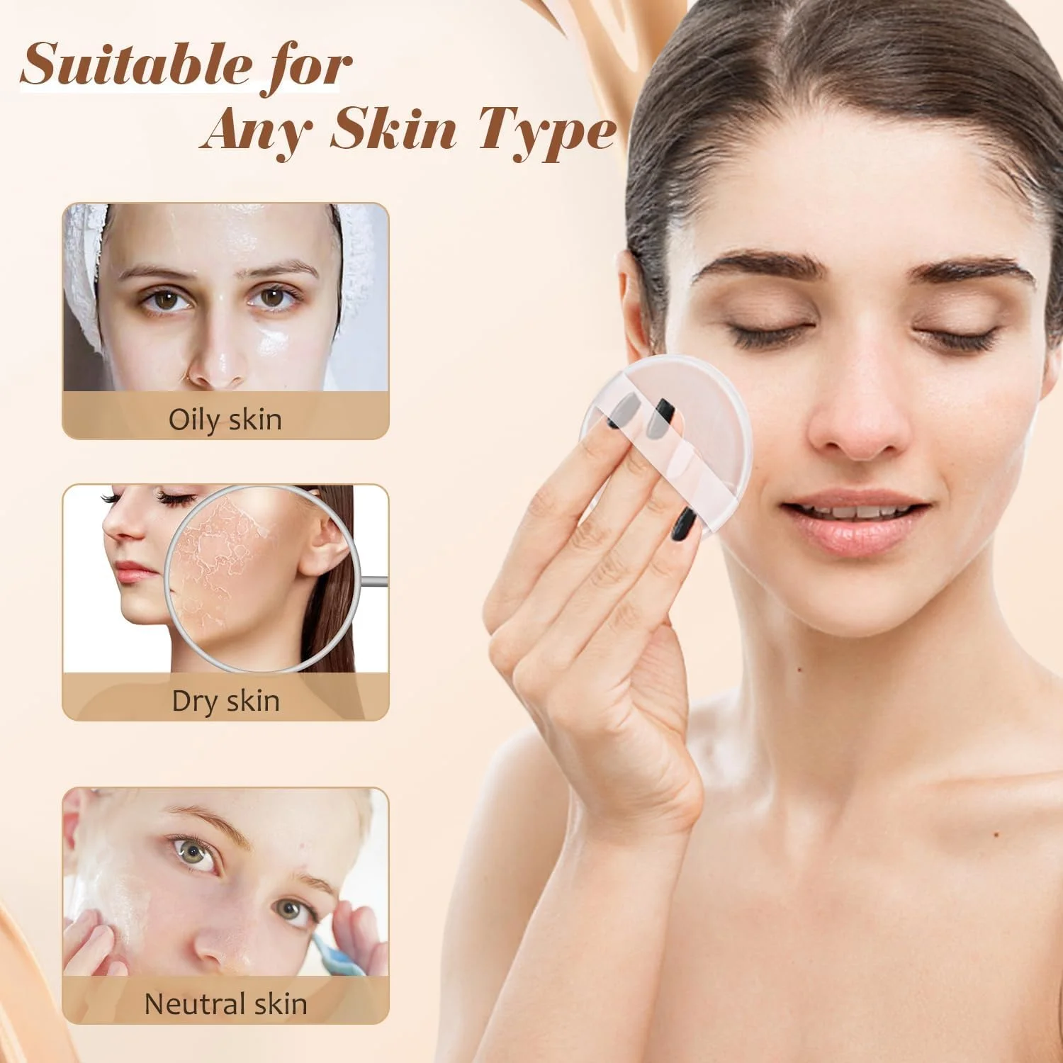 پدهای پودری سیلیکونی گرد شفاف، پد آرایشی قابل شستشو با دسته ابریشمی، استفاده دوگانه خشک و مرطوب، اپلیکاتور لوازم آرایشی برای کرم پودر مایع، کرم، کانسیلر، رژگونه، بلندر ابزار زیبایی آرایشی (8 عدد) پدهای پودری سیلیکونی گرد شفاف، پد آرایشی قابل شستشو با دسته ابریشمی، استفاده دوگانه خشک و مرطوب، اپلیکاتور لوازم آرایشی برای کرم پودر مایع، کرم، کانسیلر، رژگونه، بلندر ابزار زیبایی آرایشی (8 عدد)