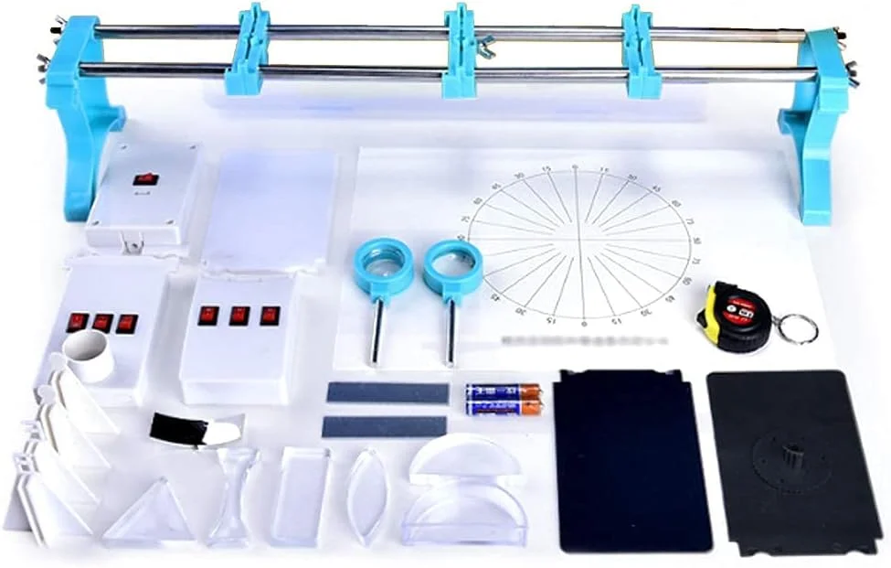 نیمکت نوری تجهیزات آزمایشگاهی ZAIED با جعبه نگهداری، مجموعه آموزشی فیزیکی نوری بدون نیاز به مونتاژ، 30 قطعه لوازم جانبی تجهیزات آموزشی برای معلمان و دانش آموزان