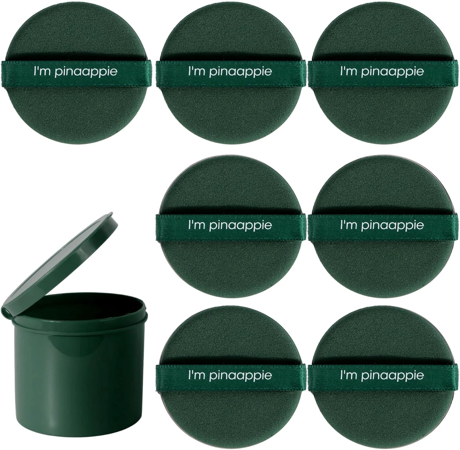 ست پد آرایشی 7 تکه با جعبه نگهداری، پدهای چندبار مصرف برای استفاده خشک و مرطوب، سبز تیره، گرد ست پد آرایشی 7 تکه با جعبه نگهداری، پدهای چندبار مصرف برای استفاده خشک و مرطوب، سبز تیره، گرد