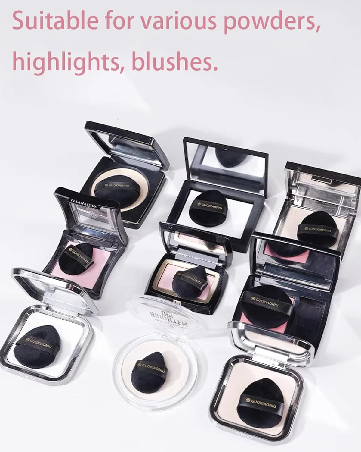 پدهای پودری فوق العاده نرم 5 عددی، پد پودر صورت گرد و مثلثی برای پودر فیکس، پد انگشتی کوچک دو طرفه برای هایلایت، رژگونه مشکی (شامل 3 سایز) پدهای پودری فوق العاده نرم 5 عددی، پد پودر صورت گرد و مثلثی برای پودر فیکس، پد انگشتی کوچک دو طرفه برای هایلایت، رژگونه مشکی (شامل 3 سایز)