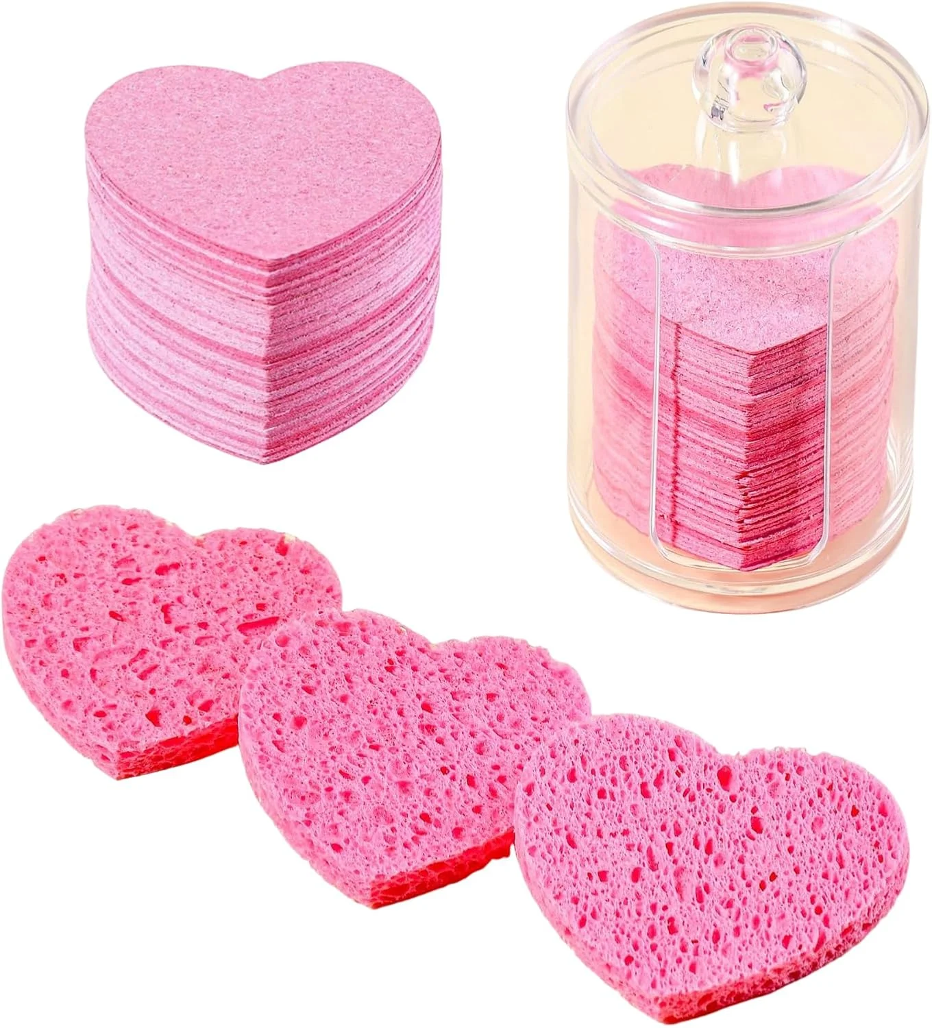 50 پد اسفنجی فشرده پاک کننده قلبی شکل، پدهای پنبه ای خمیر چوب جاذب با مخزن نگهداری، سلولزی بادوام و سازگار با پوست، پاک کننده عمقی و موثر صورت، طراحی سریع خشک و قابل گسترش برای مسافرت و استفاده روزانه 50 پد اسفنجی فشرده پاک کننده قلبی شکل، پدهای پنبه ای خمیر چوب جاذب با مخزن نگهداری، سلولزی بادوام و سازگار با پوست، پاک کننده عمقی و موثر صورت، طراحی سریع خشک و قابل گسترش برای مسافرت و استفاده روزانه