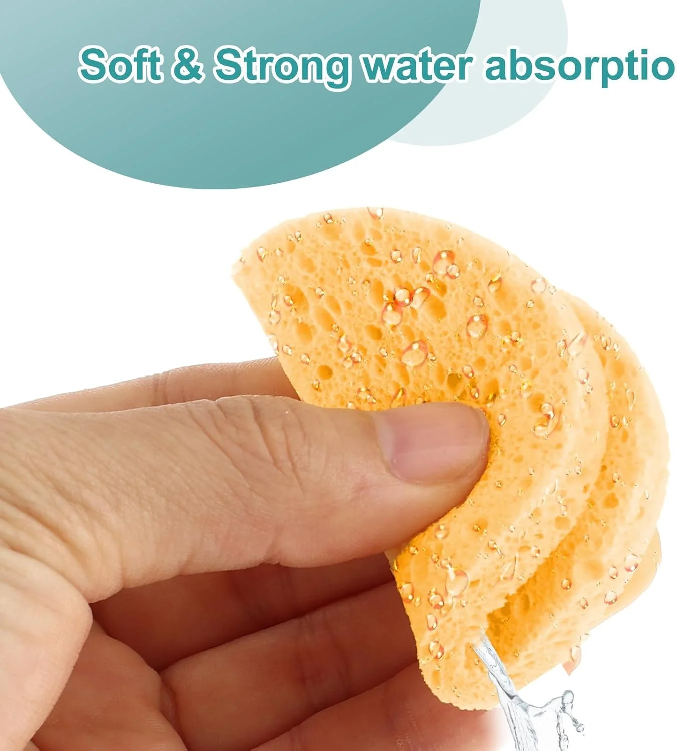 پدهای اسفنجی فشرده صورت 50 عددی برای شستشوی صورت، اسفنج لایه بردار برای روتین مراقبت از پوست و پاک کردن آرایش (زرد)