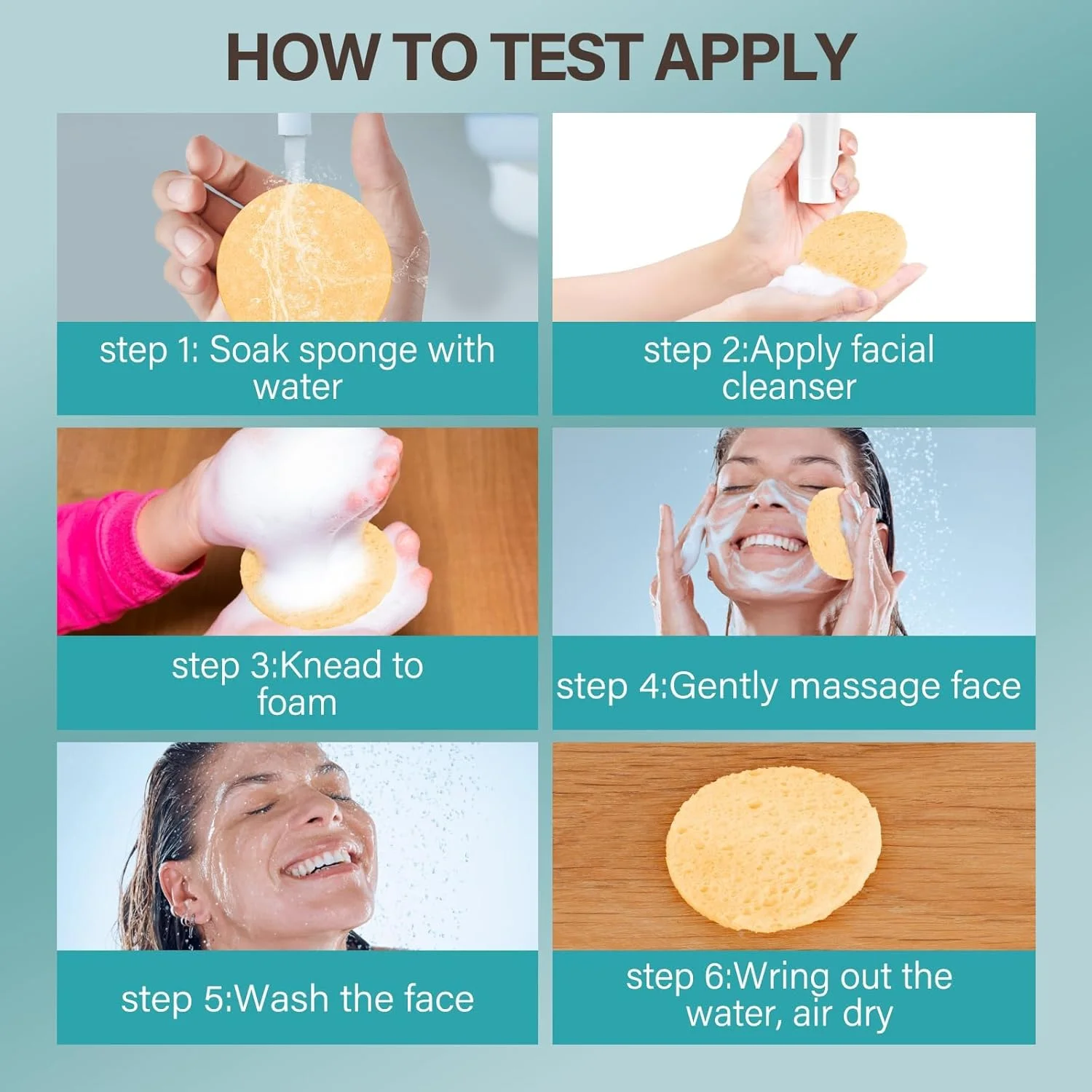 پدهای اسفنجی فشرده صورت 50 عددی برای شستشوی صورت، اسفنج لایه بردار برای روتین مراقبت از پوست و پاک کردن آرایش (زرد)