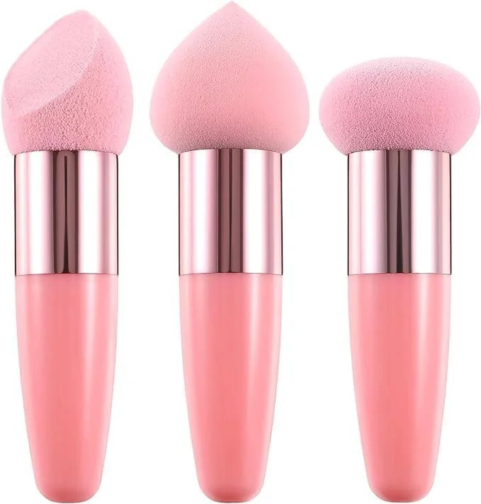 اسفنج آرایشی 3 عددی برای کرم پودر، اسفنج ترکیبی آرایشی، اسفنج های کرم پودر مثلثی با دسته، بلندر آرایشی حرفه ای (صورتی) اسفنج آرایشی 3 عددی برای کرم پودر، اسفنج ترکیبی آرایشی، اسفنج های کرم پودر مثلثی با دسته، بلندر آرایشی حرفه ای (صورتی)