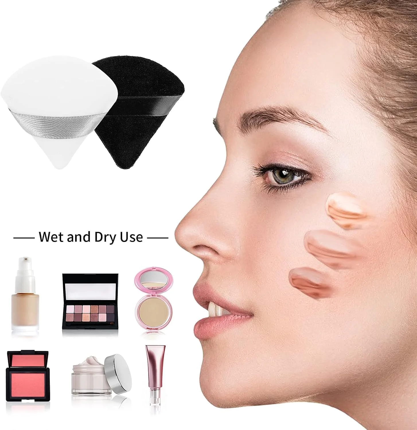 پد پودری 4 عددی، پد آرایشی برای کانتورینگ، پد پودری مثلثی، پد فونداسیون بدون لاتکس، اسفنج های آرایشی Cloud Kiss، بلندر اسفنجی برای ابزارهای آرایشی، اسفنج های اپلیکاتور (سیاه، سفید) پد پودری 4 عددی، پد آرایشی برای کانتورینگ، پد پودری مثلثی، پد فونداسیون بدون لاتکس، اسفنج های آرایشی Cloud Kiss، بلندر اسفنجی برای ابزارهای آرایشی، اسفنج های اپلیکاتور (سیاه، سفید)
