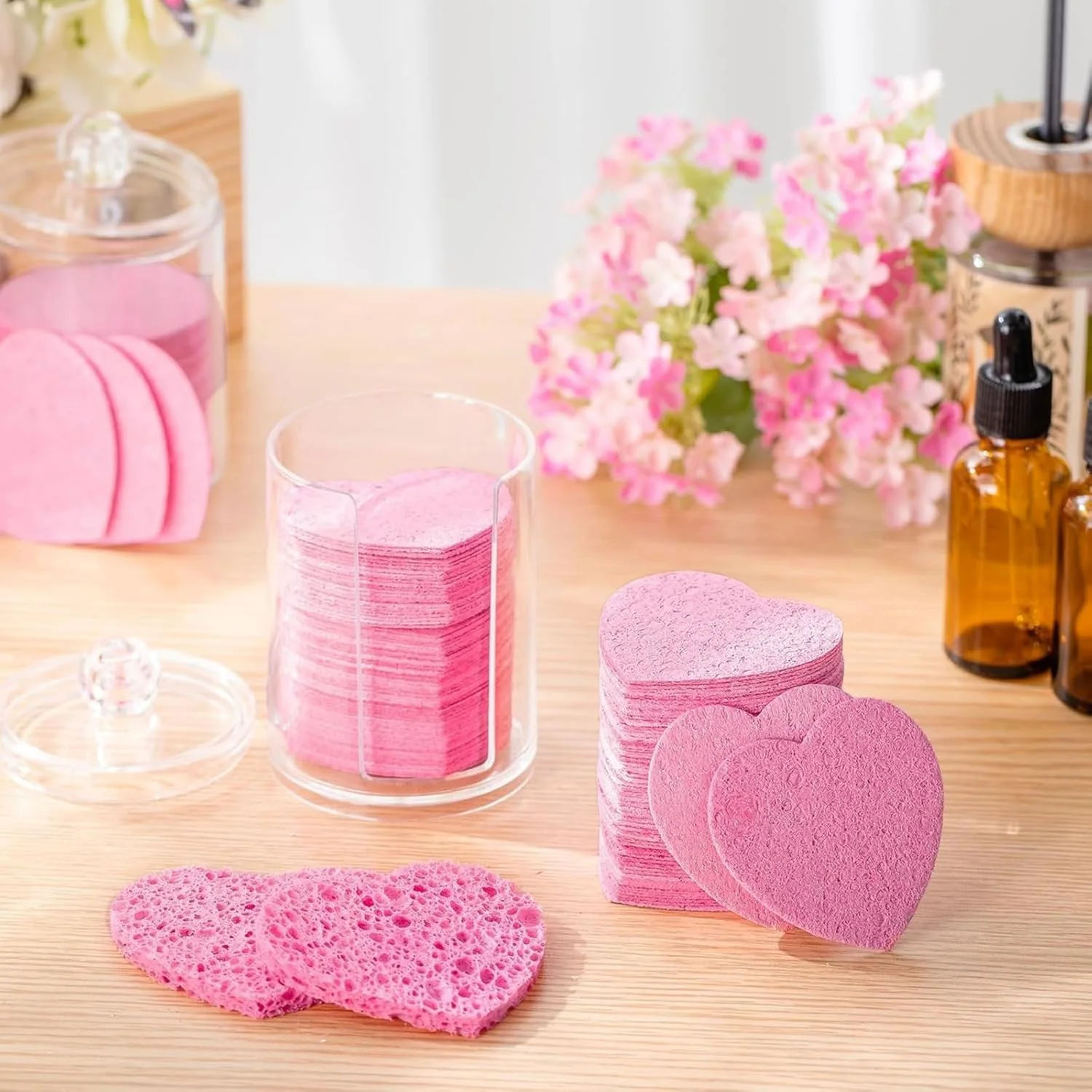 50 پد اسفنجی فشرده پاک کننده قلبی شکل، پدهای پنبه ای خمیر چوب جاذب با مخزن نگهداری، سلولزی بادوام و سازگار با پوست، پاک کننده عمقی و موثر صورت، طراحی سریع خشک و قابل گسترش برای مسافرت و استفاده روزانه 50 پد اسفنجی فشرده پاک کننده قلبی شکل، پدهای پنبه ای خمیر چوب جاذب با مخزن نگهداری، سلولزی بادوام و سازگار با پوست، پاک کننده عمقی و موثر صورت، طراحی سریع خشک و قابل گسترش برای مسافرت و استفاده روزانه