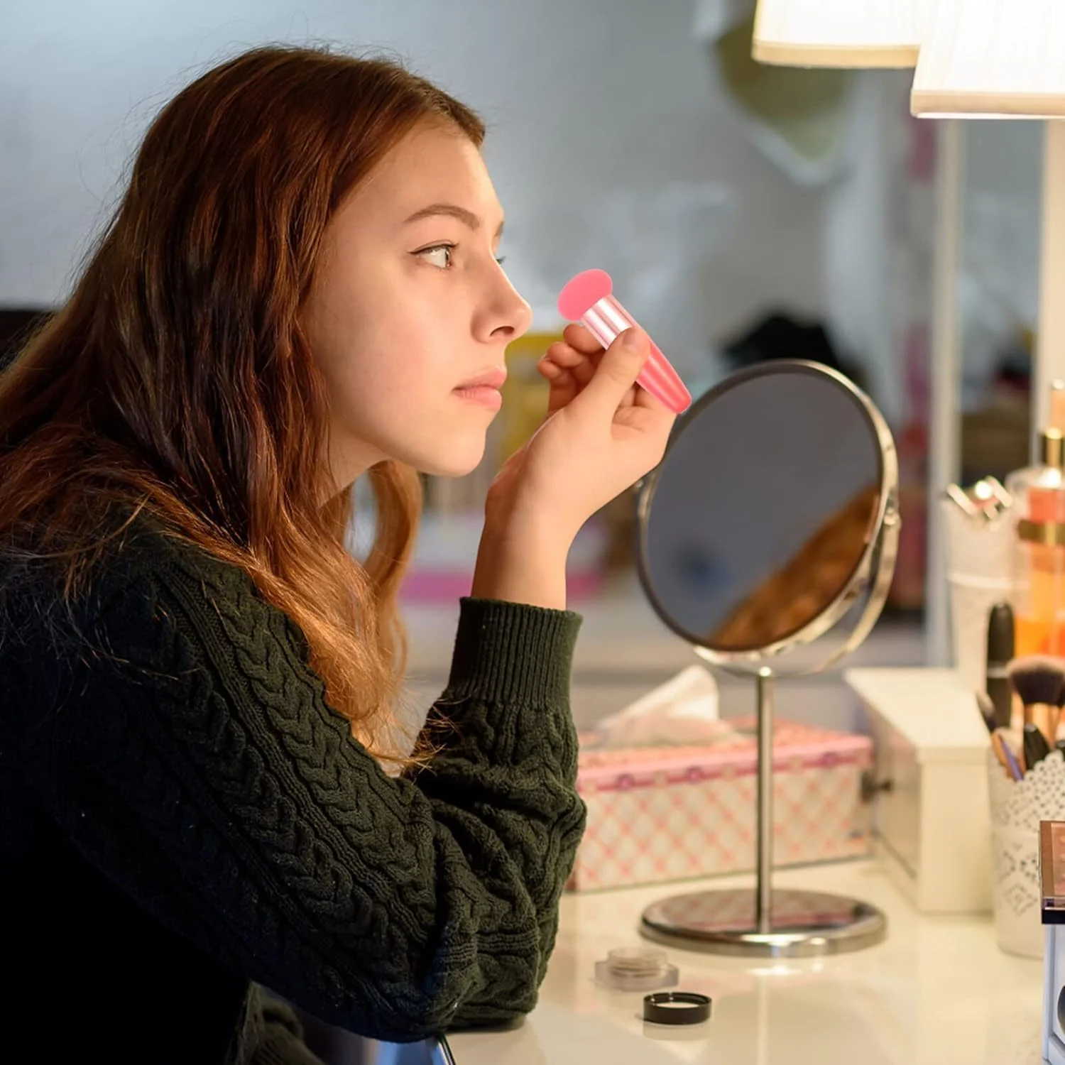 اسفنج آرایشی 3 عددی برای کرم پودر، اسفنج ترکیبی آرایشی، اسفنج های کرم پودر مثلثی با دسته، بلندر آرایشی حرفه ای (صورتی) اسفنج آرایشی 3 عددی برای کرم پودر، اسفنج ترکیبی آرایشی، اسفنج های کرم پودر مثلثی با دسته، بلندر آرایشی حرفه ای (صورتی)