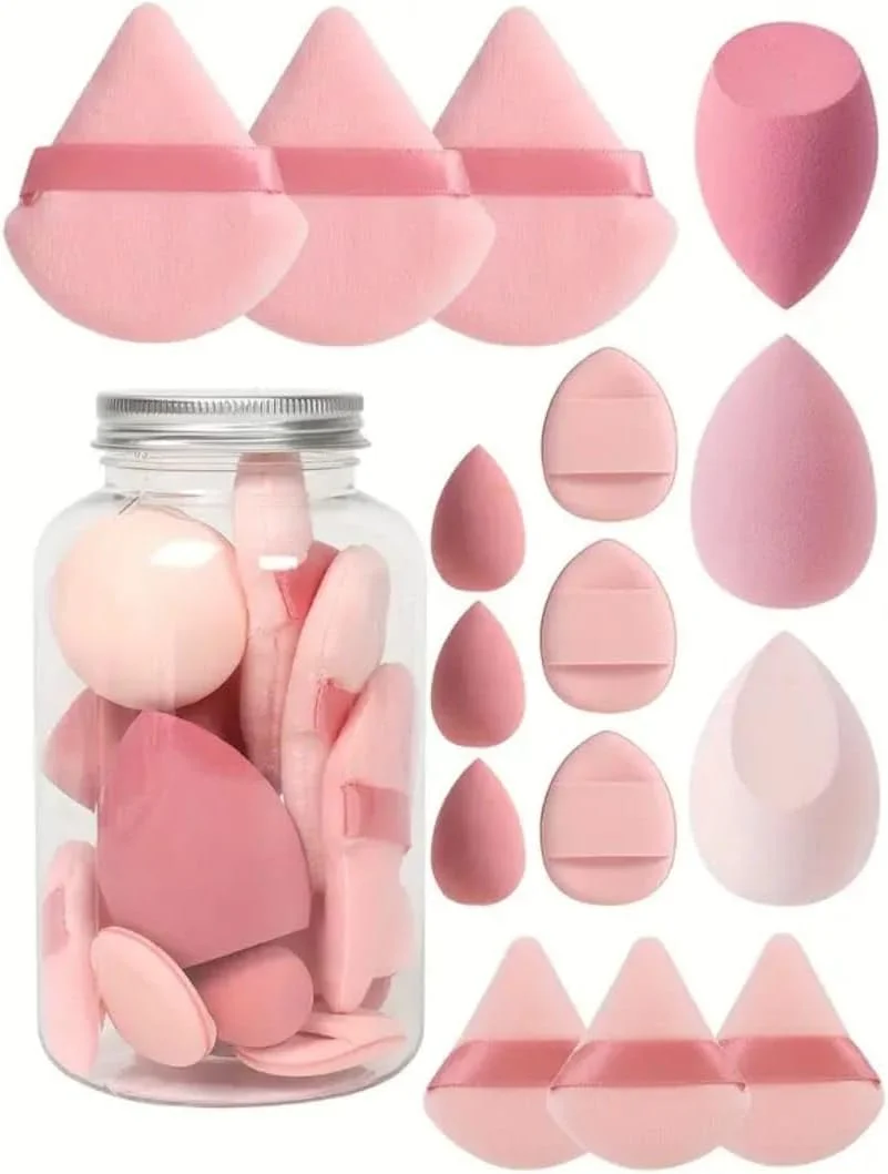 15 Pcs Ultimate Makeup Sponge Set, 3 Loose Powder Puffs, 3 Mini Loose Powder Puffs, 3 Makeup Sponges, 3 Mini Makeup Sponges, 3 Mini Cushion Puffs. Foundation Blending Beauty Sponge