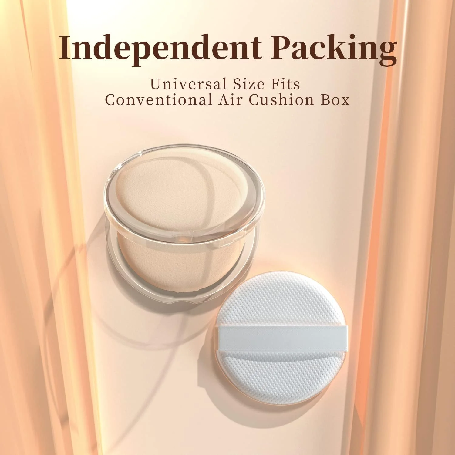 پدهای آرایشی ایر کوشن 12 عددی برای کرم پودر، اسفنج بدون لاتکس برای مایع، کرم، فونداسیون و پودر، پد پودر گرد، بژ عسلی
