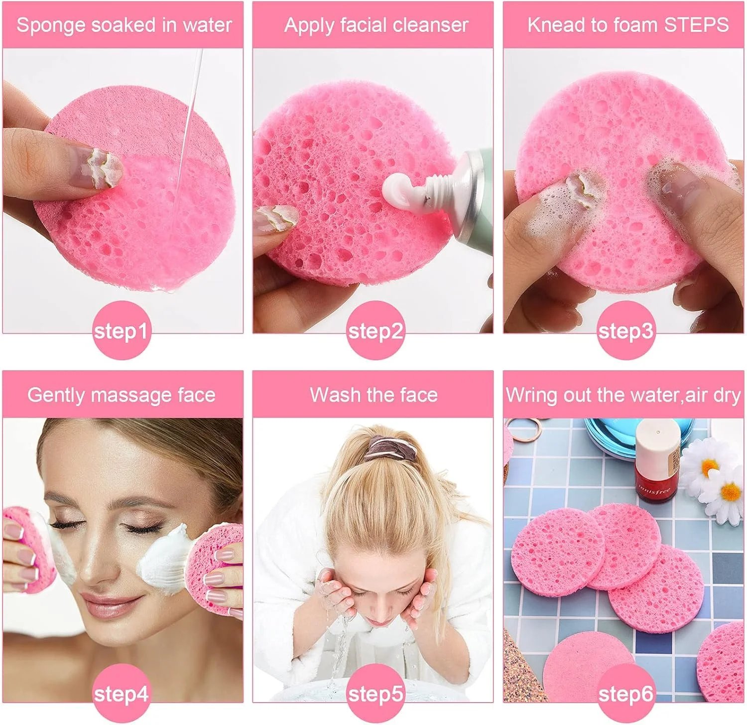 20 عدد اسفنج فشرده صورت 60 میلی متری، پدهای اسفنجی شستشوی صورت قابل استفاده مجدد برای پاکسازی صورت، لایه برداری ماسک، پاک کردن آرایش 20 عدد اسفنج فشرده صورت 60 میلی متری، پدهای اسفنجی شستشوی صورت قابل استفاده مجدد برای پاکسازی صورت، لایه برداری ماسک، پاک کردن آرایش