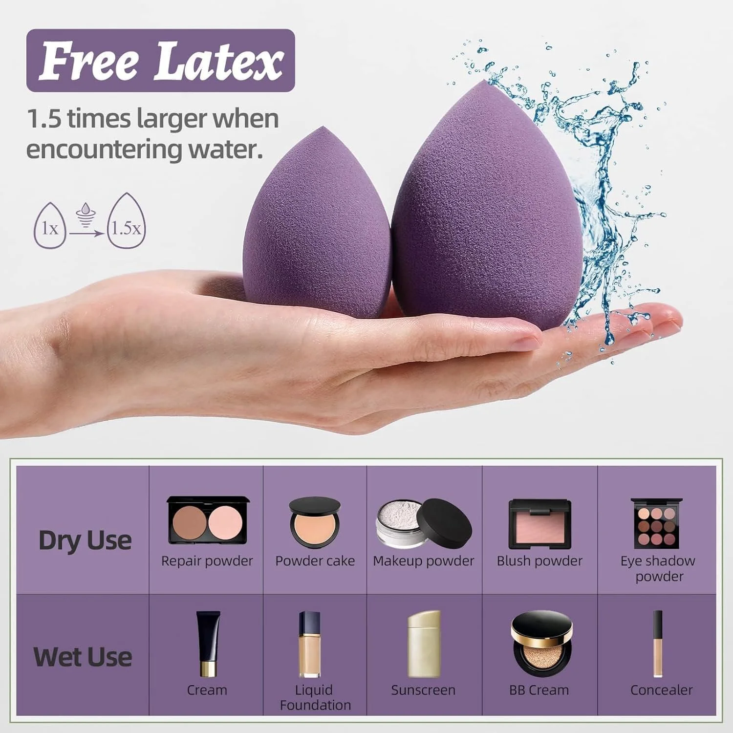 ست 21 عددی اسفنج آرایشی، بیوتی بلندر بدون لاتکس و اسفنج فونداسیون برای مایع/کرم/پودر، پفک آرایشی تخم مرغی شکل - استفاده خشک و مرطوب، ترکیب نرم برای آرایش صورت (بنفش) ست 21 عددی اسفنج آرایشی، بیوتی بلندر بدون لاتکس و اسفنج فونداسیون برای مایع/کرم/پودر، پفک آرایشی تخم مرغی شکل - استفاده خشک و مرطوب، ترکیب نرم برای آرایش صورت (بنفش)