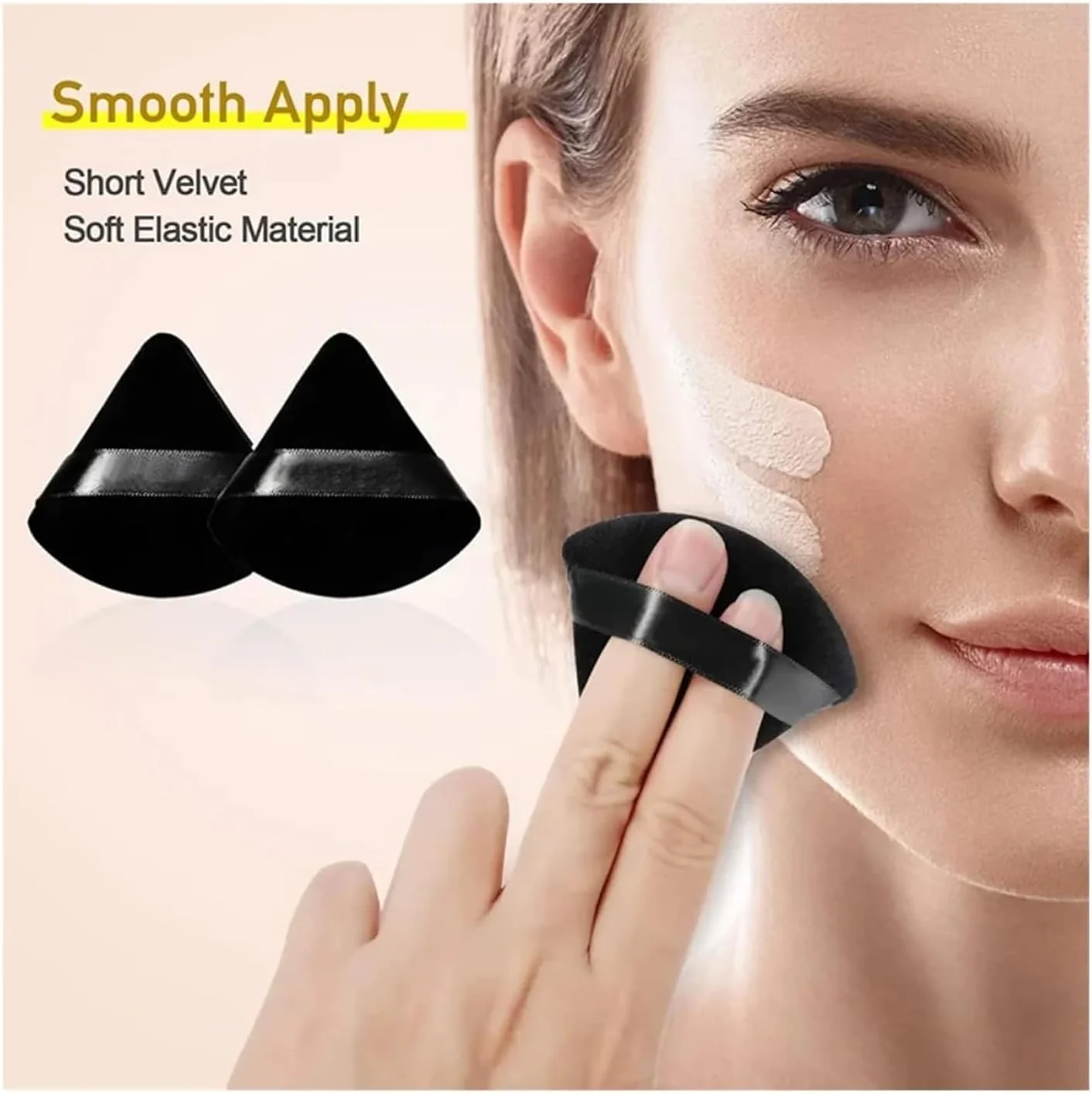 پدهای مثلثی پودر صورت، پد پودر نرم و مخملی، اسفنج مخلوط کن کرم پودر آرایشی (مشکی)، 2 عدد پدهای مثلثی پودر صورت، پد پودر نرم و مخملی، اسفنج مخلوط کن کرم پودر آرایشی (مشکی)، 2 عدد