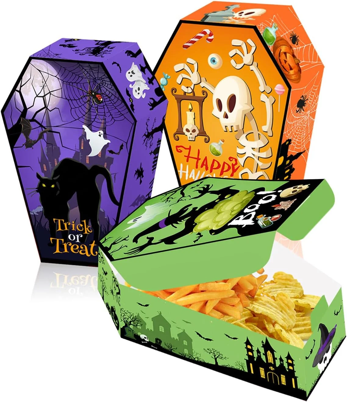 جعبه بسته بندی آبنبات با طرح هالووین 12 عددی، مقوای 250 گرمی، جعبه پذیرایی مهمانی، مونتاژ آسان برای لوازم تزئینی