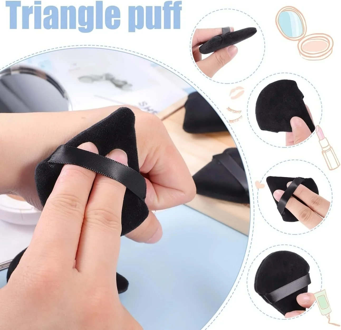 پد آرایشی مشکی 20 عددی، ابزار آرایشی قابل شستشو و استفاده مجدد، نرم و اسفنجی برای کرم پودر صورت پد آرایشی مشکی 20 عددی، ابزار آرایشی قابل شستشو و استفاده مجدد، نرم و اسفنجی برای کرم پودر صورت