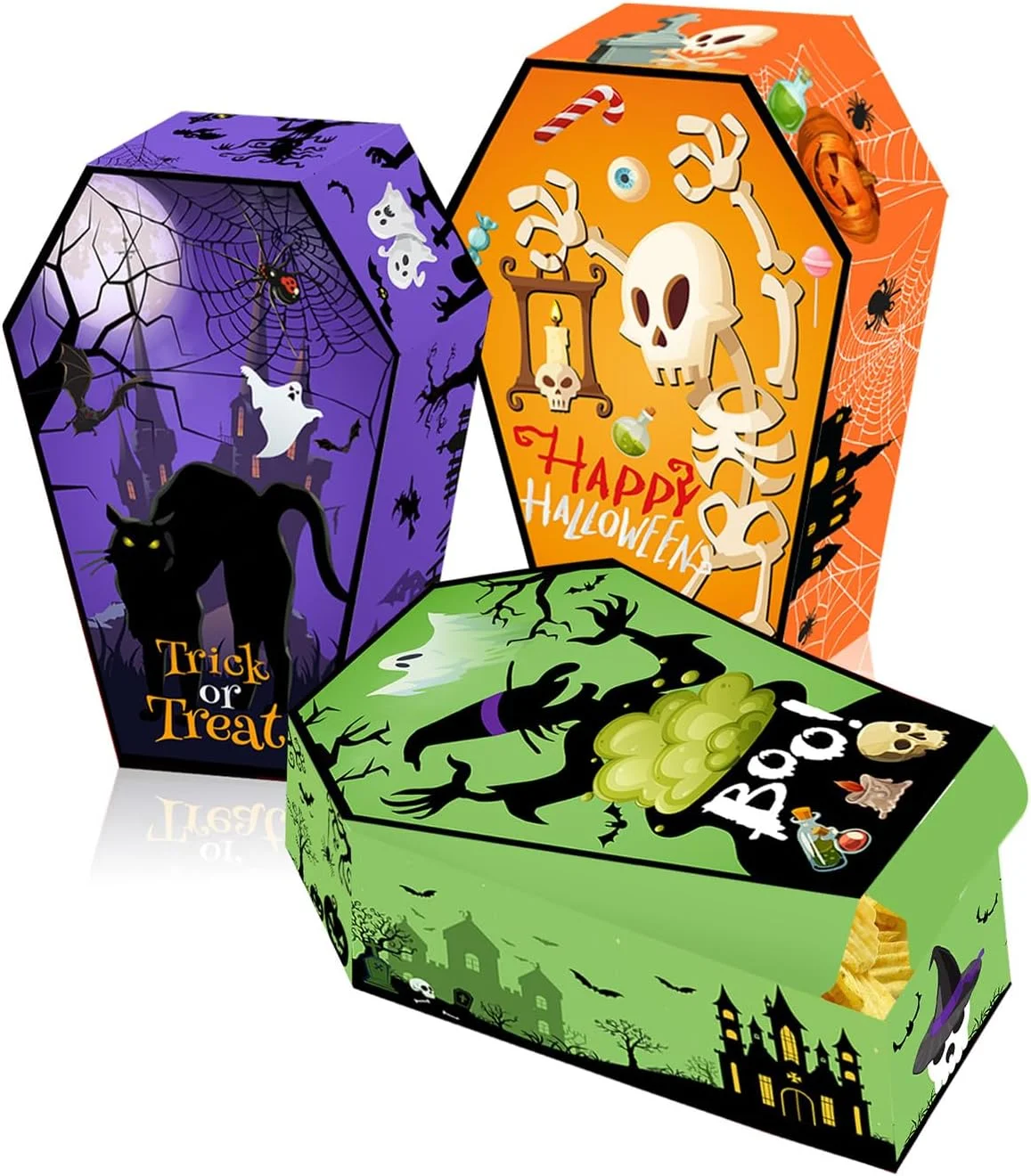 جعبه بسته بندی آبنبات با طرح هالووین 12 عددی، مقوای 250 گرمی، جعبه پذیرایی مهمانی، مونتاژ آسان برای لوازم تزئینی