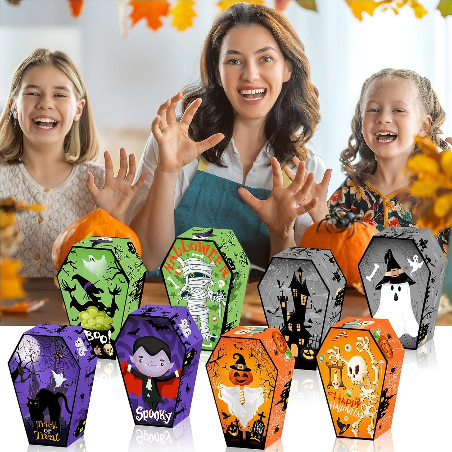 جعبه بسته بندی آبنبات با طرح هالووین 12 عددی، مقوای 250 گرمی، جعبه پذیرایی مهمانی، مونتاژ آسان برای لوازم تزئینی