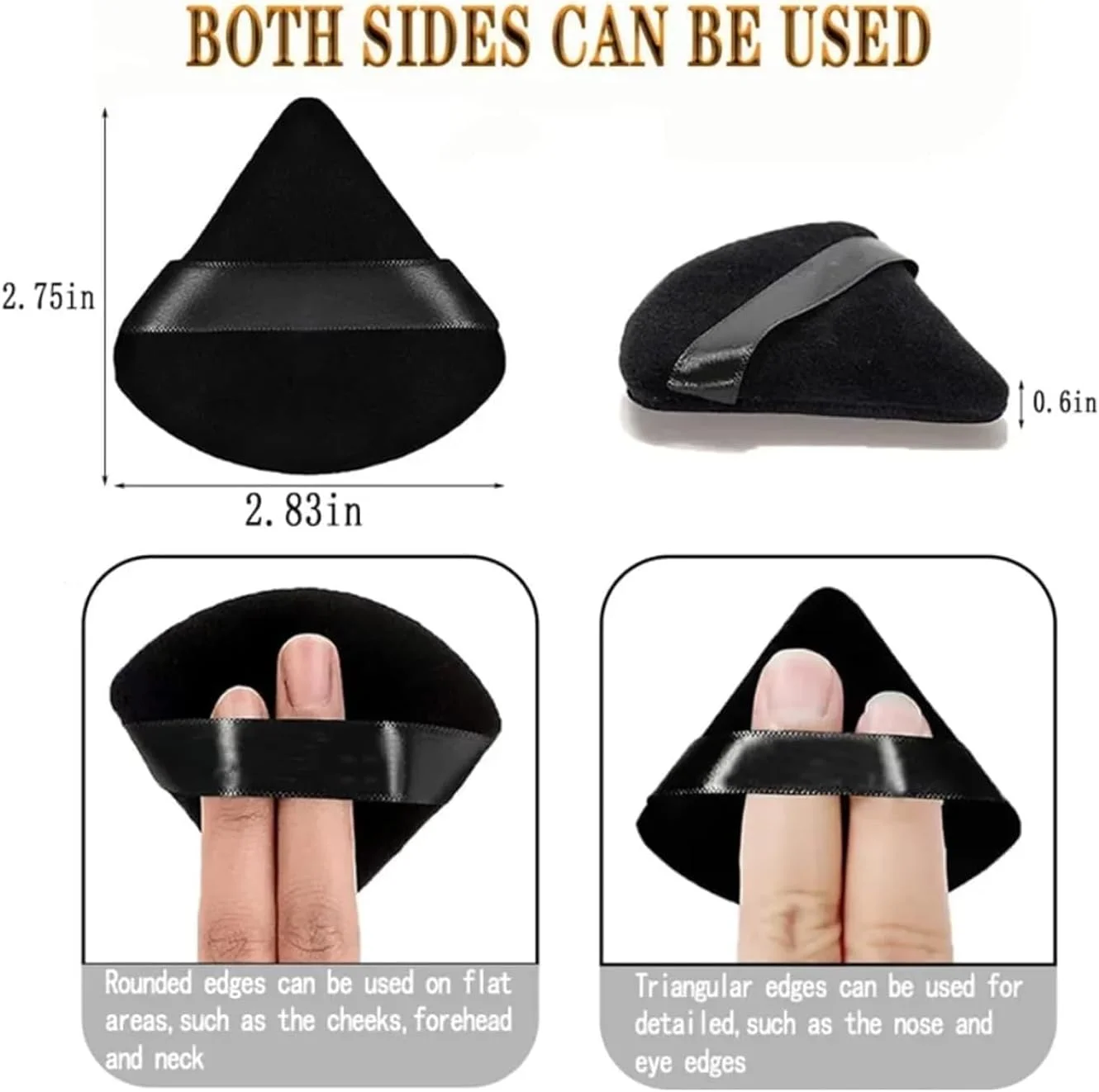 پدهای مثلثی پودر صورت، پد پودر نرم و مخملی، اسفنج مخلوط کن کرم پودر آرایشی (مشکی)، 2 عدد پدهای مثلثی پودر صورت، پد پودر نرم و مخملی، اسفنج مخلوط کن کرم پودر آرایشی (مشکی)، 2 عدد