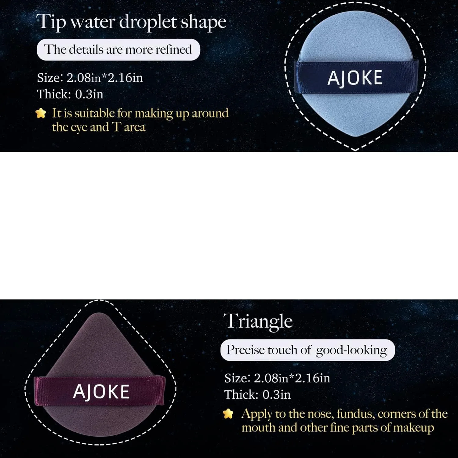 پد آرایشی مثلثی صورت برای پودر فیکس، بسته 12 عددی، مناسب آرایش خشک و مرطوب