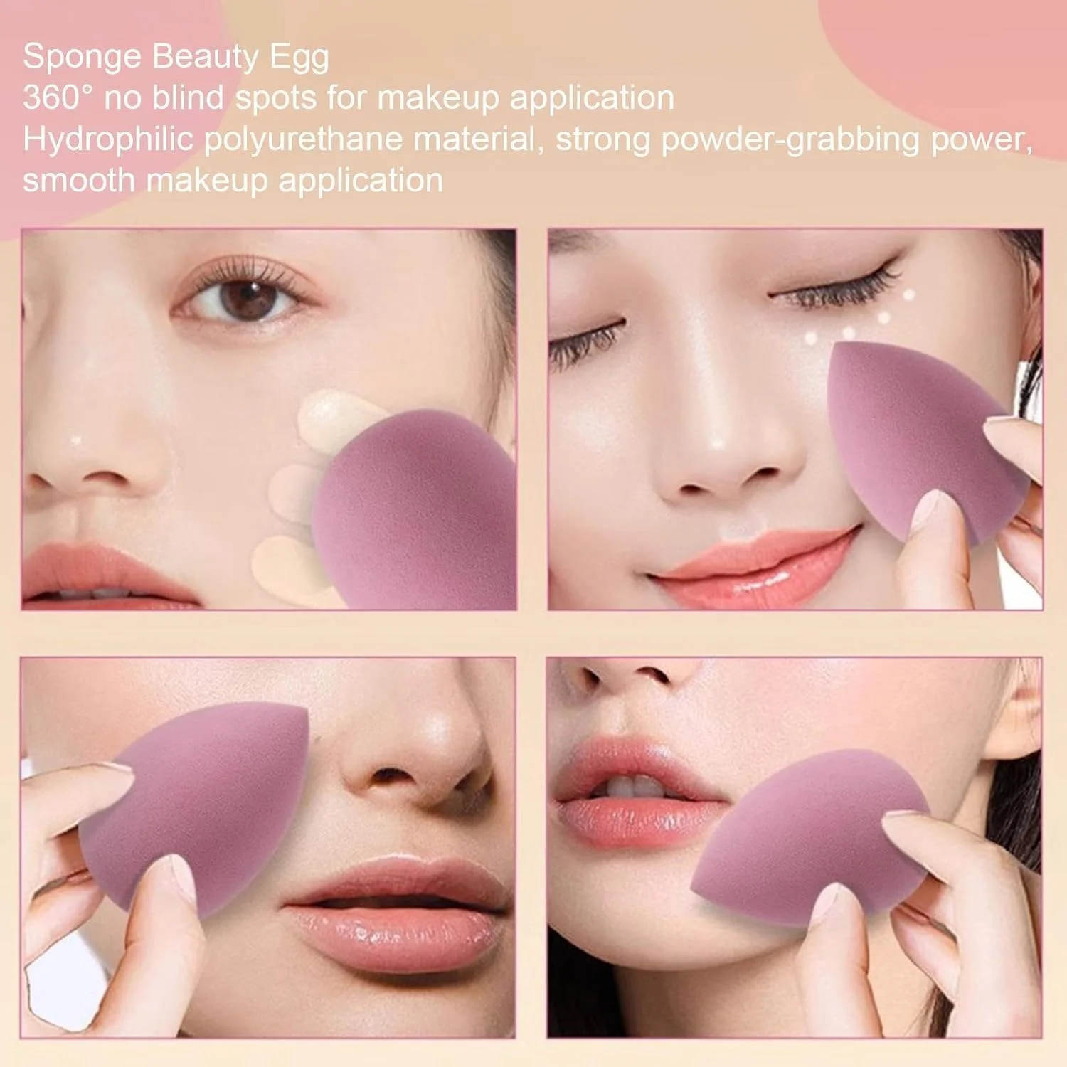 ست 14 عددی اسفنج آرایشی و پدهای پودری، اسفنج های نرم مخلوط کن آرایشی با پد انگشتی کوچک برای مایع، کرم پودر، پودر، کانسیلر، استفاده مرطوب و خشک، ابزارهای آرایش حرفه ای، بنفش