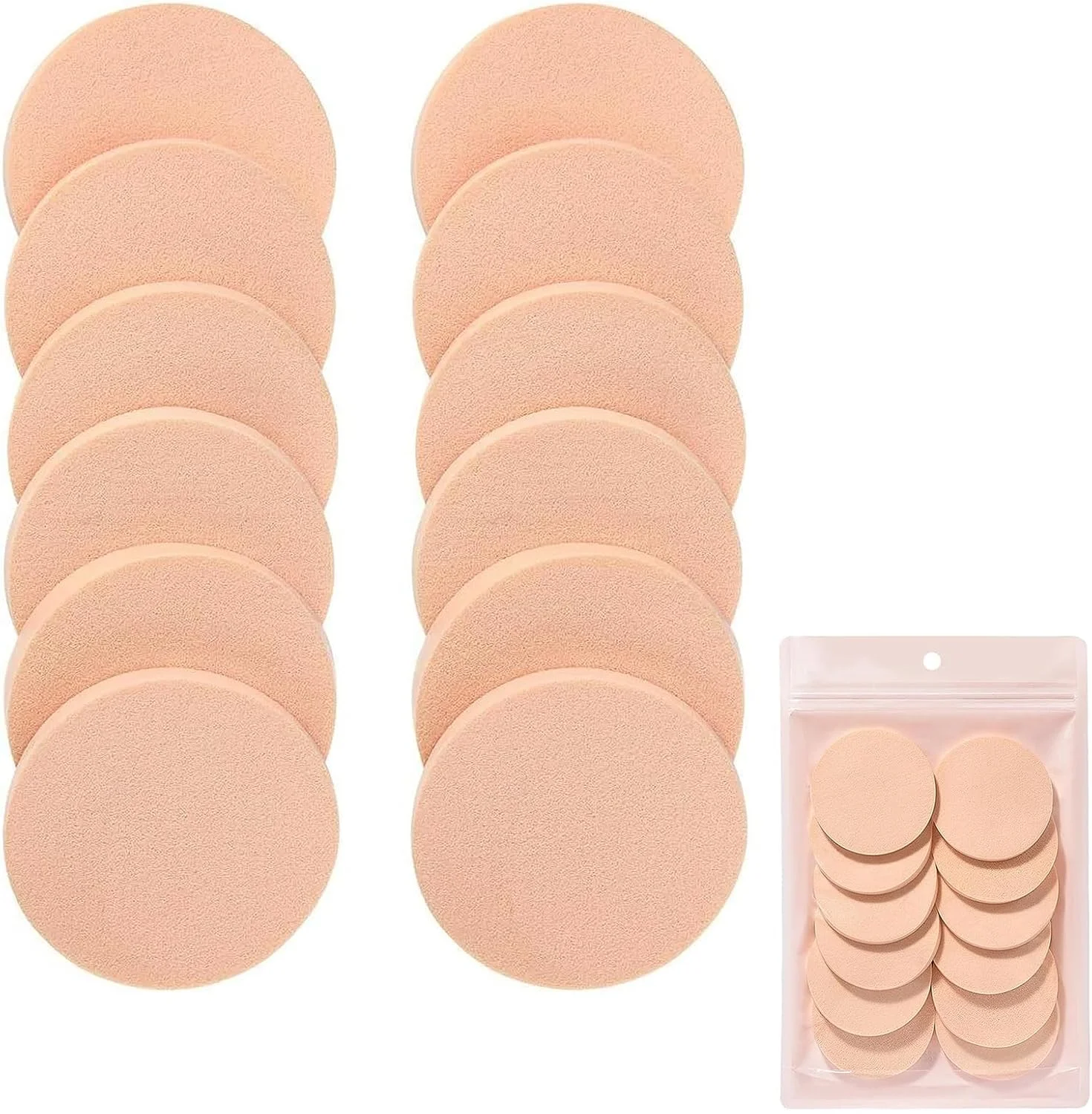 پد اسفنجی گرد تخت برای رنگ آمیزی صورت، 12 عدد، قطر 55 میلی متر، ضخامت 7 میلی متر، پاف آرایشی رنگ پوست قابل استفاده مجدد، اسفنج آرایشی گرد، استفاده خشک یا مرطوب، برای کرم پودر مایع، کانسیلر، سفید کننده، رژگونه