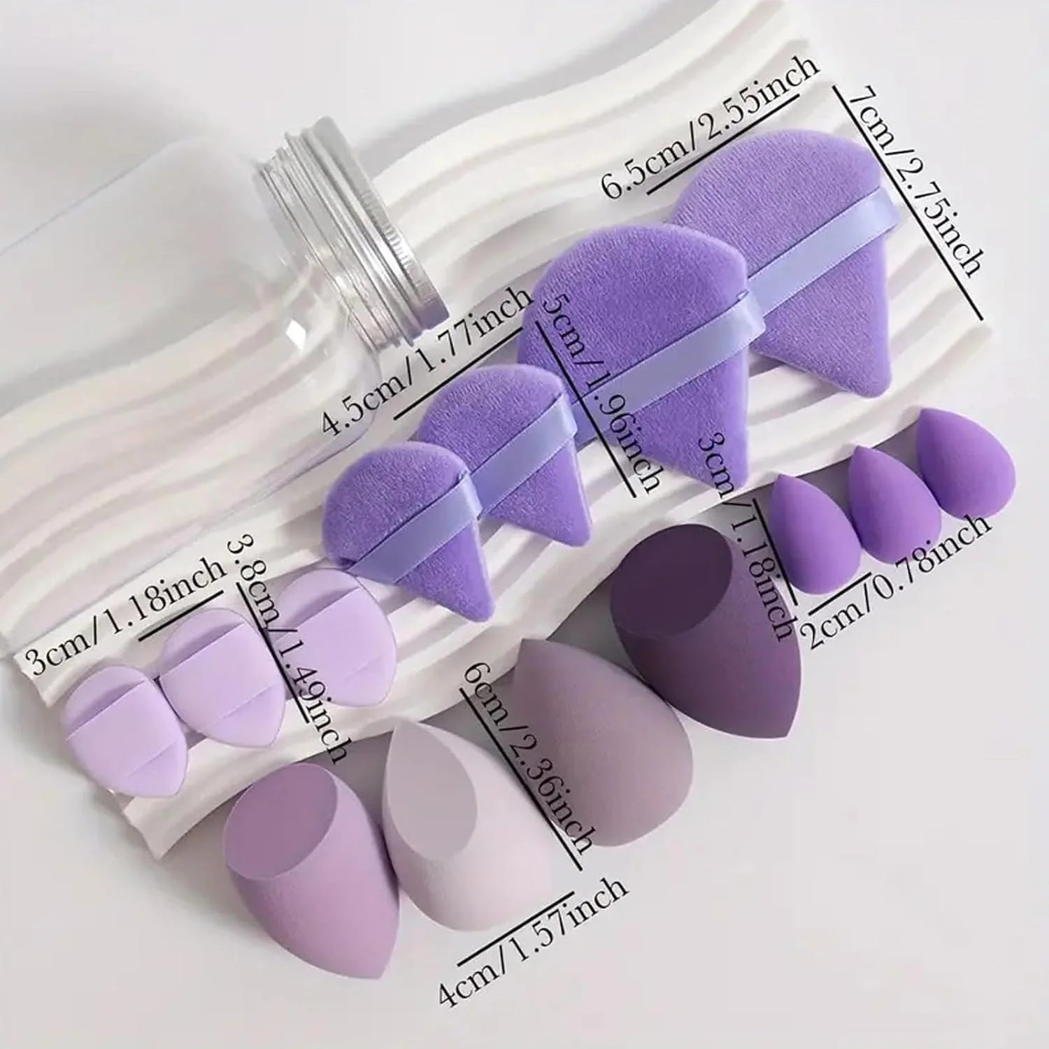 ست 14 عددی اسفنج آرایشی و پدهای پودری، اسفنج های نرم مخلوط کن آرایشی با پد انگشتی کوچک برای مایع، کرم پودر، پودر، کانسیلر، استفاده مرطوب و خشک، ابزارهای آرایش حرفه ای، بنفش