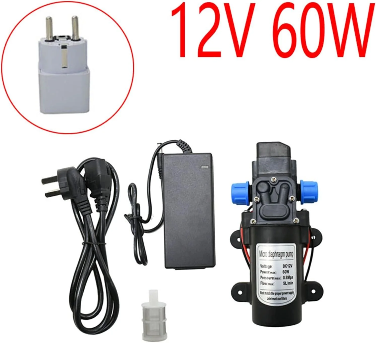 پمپ آب دیافراگمی فشار قوی ZAIED DC 12 ولت 60 وات برای شستشوی خودرو، آبیاری باغ (رنگ: 60w-b)