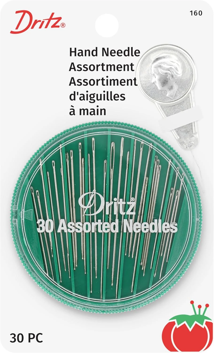 Dritz 160 Hand Needle Compact & Needle Threader, Assorted Sizes & Styles (30-Count)