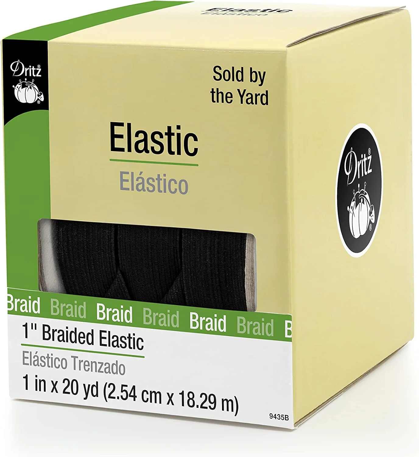Dritz 1 x 20 yd Braided Elastic, Black