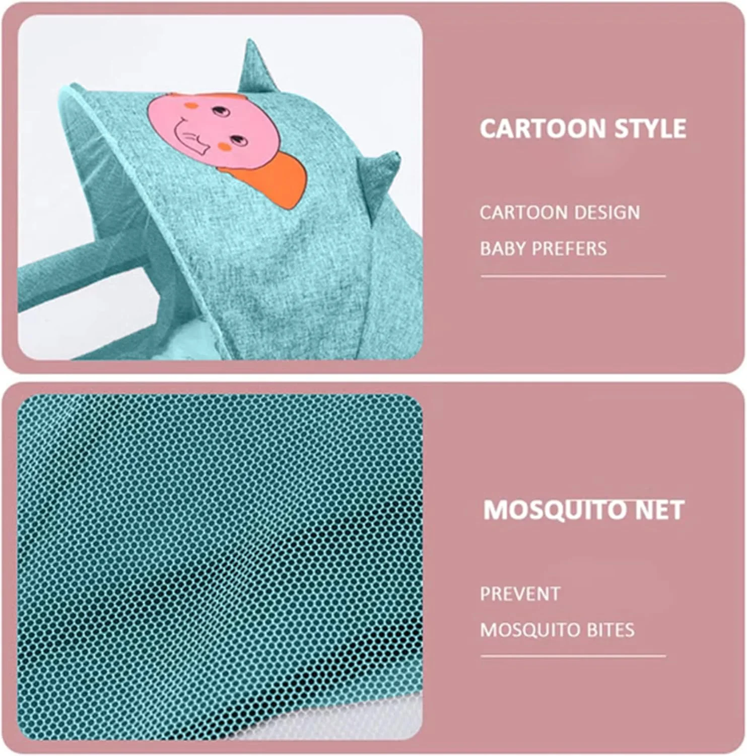 تخت خواب گهواره ای نوزاد قابل حمل 3 در 1 HOCC، تخت خواب نوزاد با سبد ذخیره سازی، تخت نوزاد قابل حمل آسان با توری تنفسی یا توری ضد پشه (سبز)