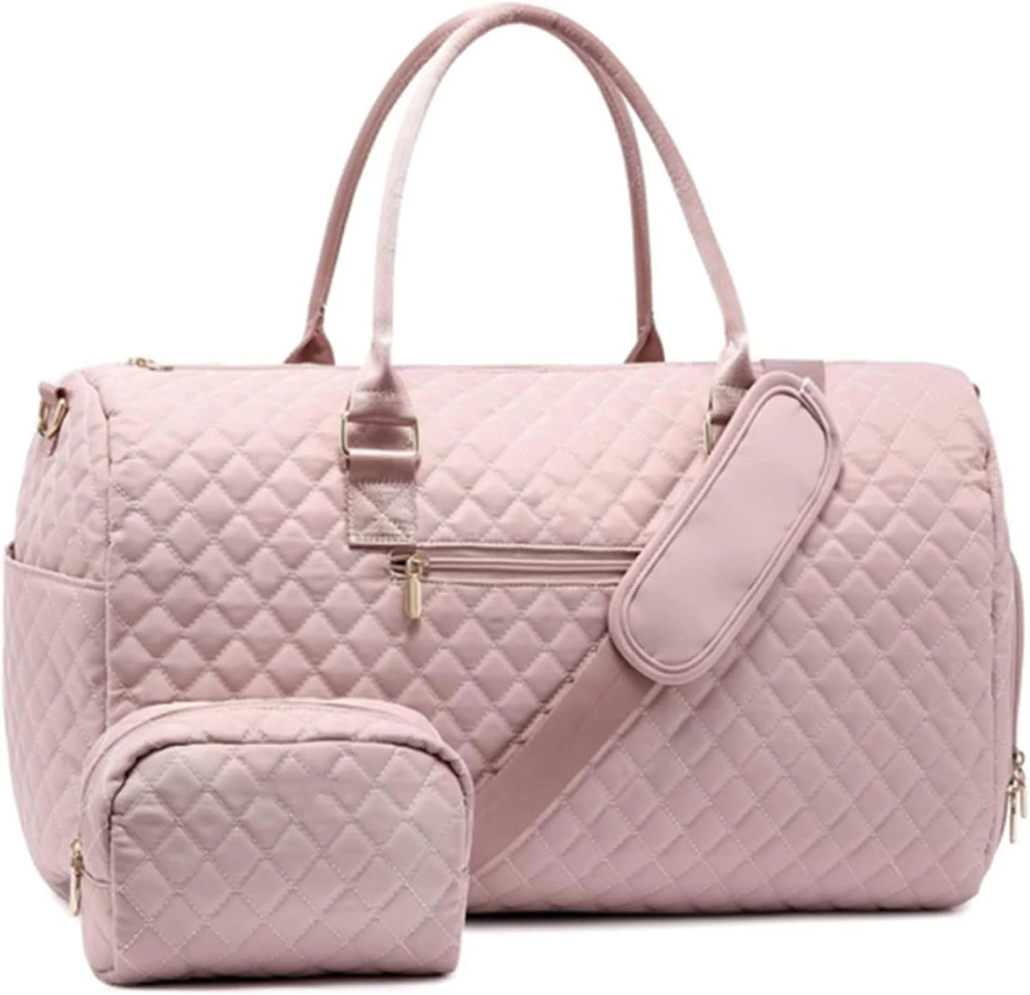 MOTIM 2pcs Diaper Bag Tote, Large Capacity Mommy Bag for Hospital and Weekender Travel, Mommy Hospital Bags for Labor and Delivery (Pink)