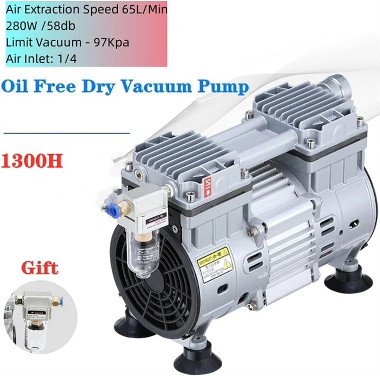 ZAIED Diaphragm Pump Small Oil- Silent Vacuum Pump Pumping Laboratory Vacuum Pump Negative Pressure Air Pump Industrial Use (Size : 1300H-65L -97Kpa)